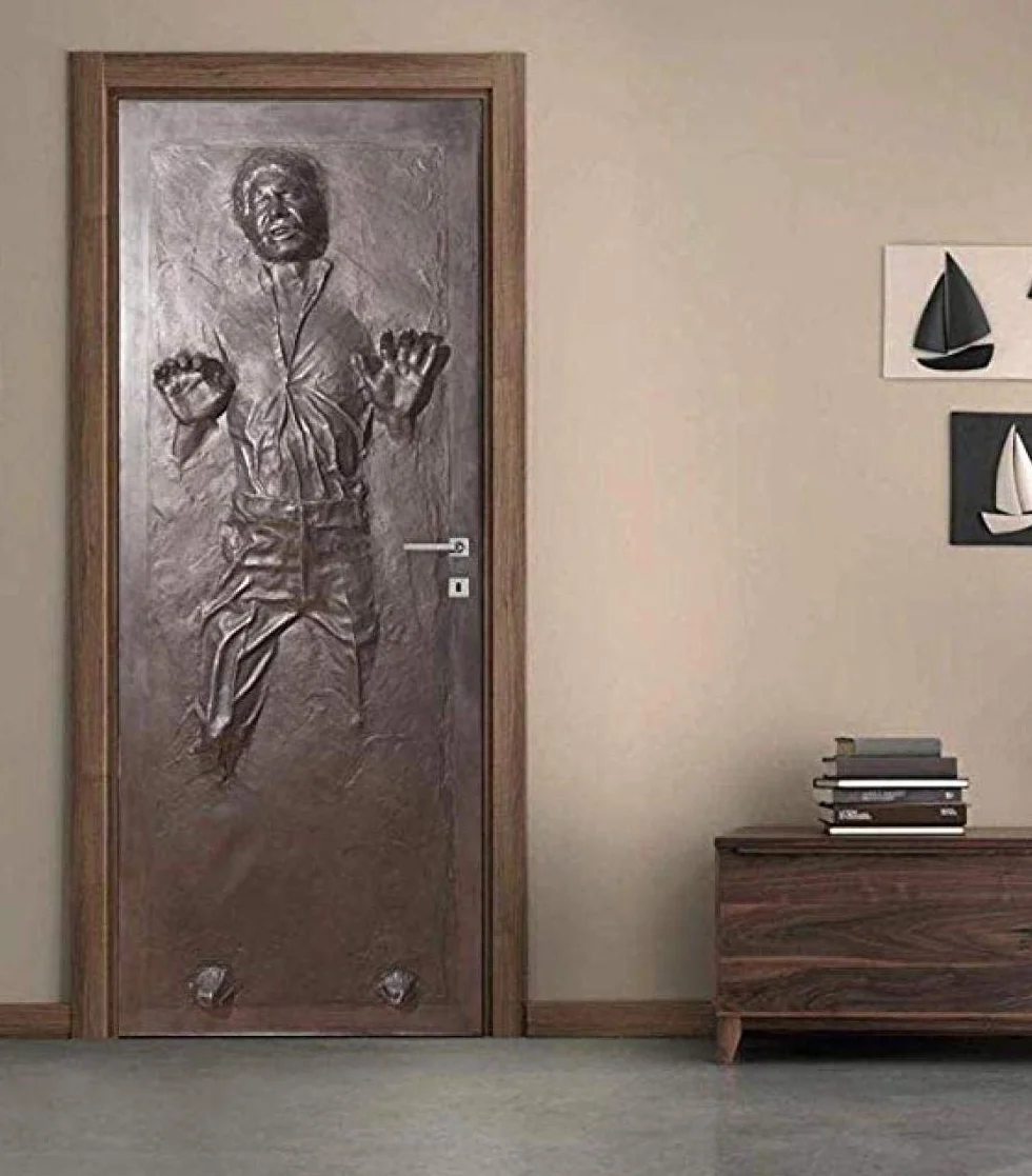 Naklejka na drzwi 3D, obraz ścienny, tapeta na drzwi, samoprzylepna Han Solo Carbonite, Home Design, wykonanie na specjalne zamówienie, 90 x 200 cm