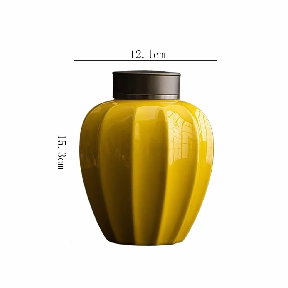 Praktyczny Ceramiczny słoik do przechowywania luźnej herbaty na cukier kawowy, orzechy(Yellow)