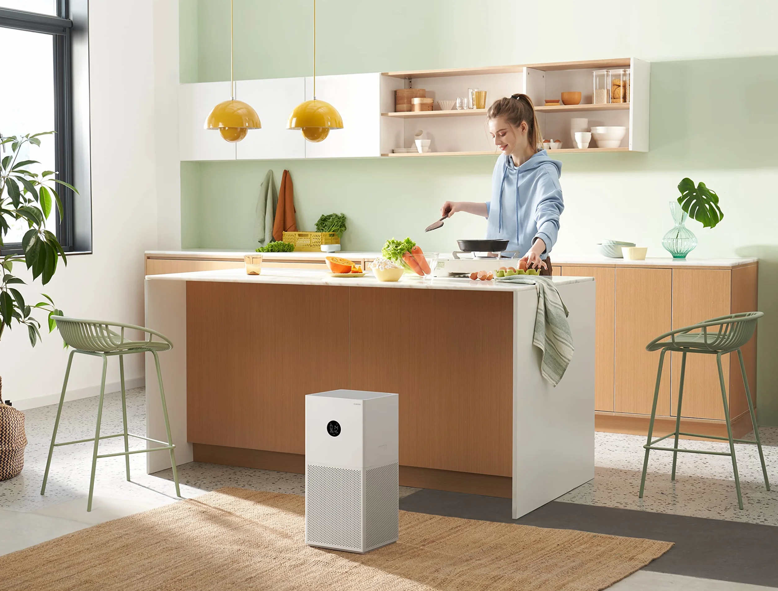 Xiaomi Smart Air Purifier 4 Lite, oczyszczacz powietrza Smart 4 Lite, sterowanie głosem, ekran dotykowy, wyświetlacz OLED, generator negatywów, czujniki o doskonałej precyzji, Biały