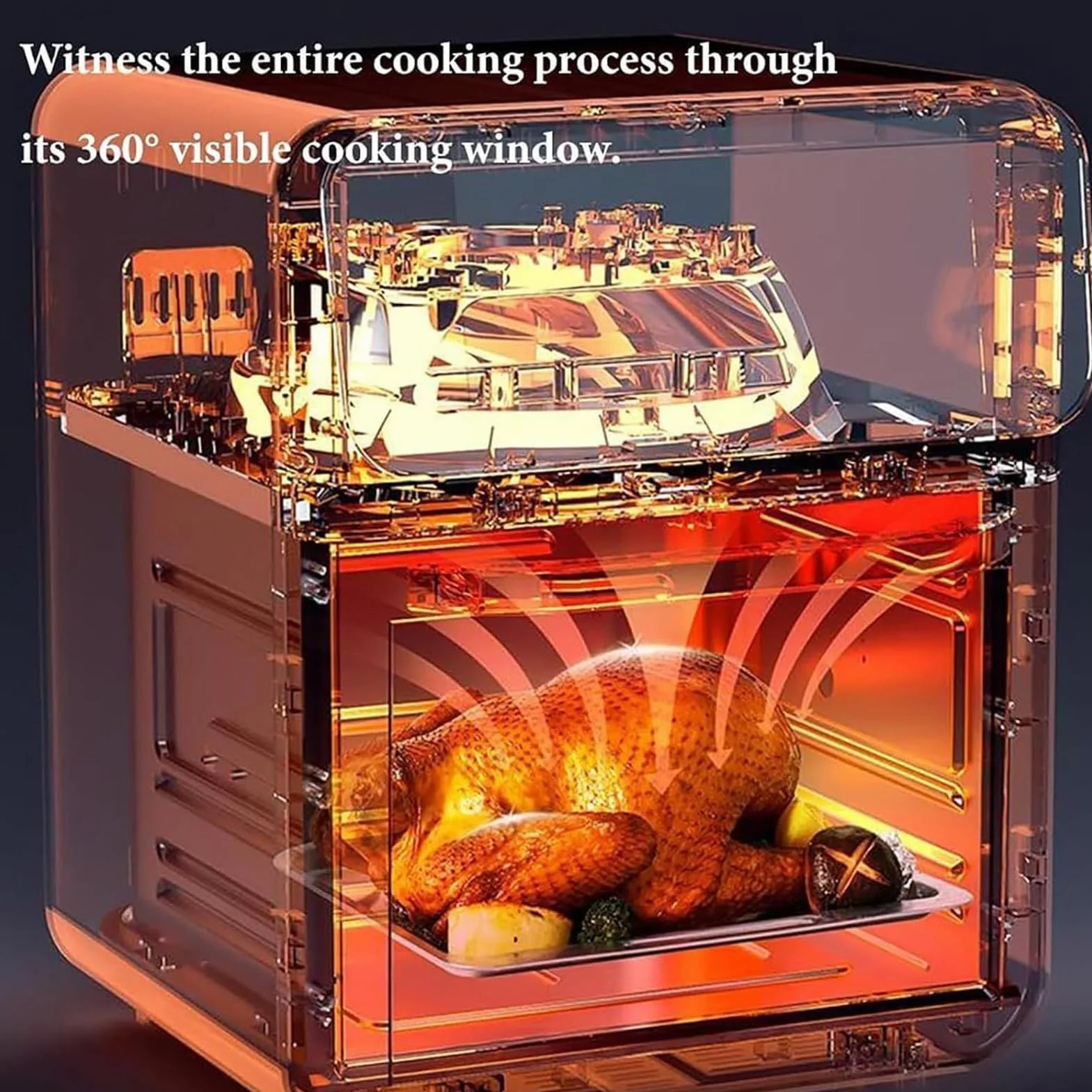 Piekarnik z frytownicą powietrzną i tosterem 2 Ruszty, 0°C–200°C, | Piekarnik z frytownicą i rożnem na blat Dehydrator Pizza Kurczak Frytki Akademik Dom Stół J