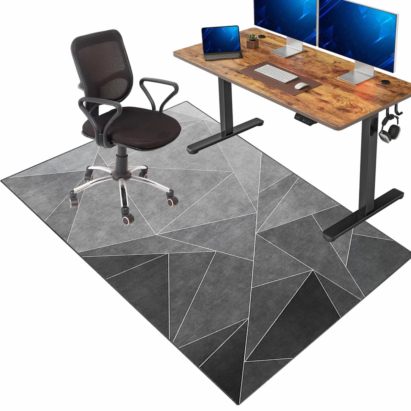 VETCS Wytrzymałe maty na krzesła biurowe na wykładzinę i podłogę z twardego drewna, 140 x 160 cm, ochraniacz na krzesło, mata do domu i biura, mata podłogowa, antypoślizgowa – krzesło na kółkach łatwo