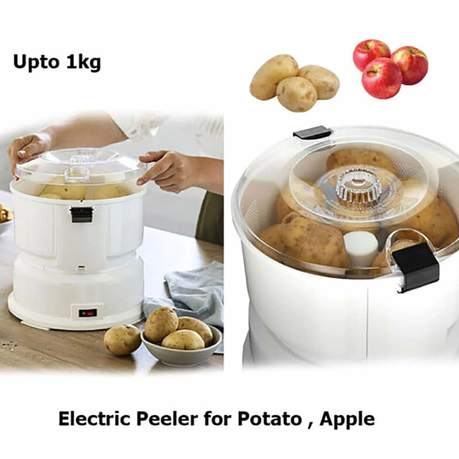Elektryczna obieraczka do ziemniaków – automatyczna obieraczka do warzyw do użytku domowego – moc 85 W, pojemność 1 kg do bezproblemowego obierania ziemniaków i warzyw