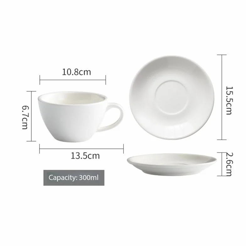 Porcelanowy kubek do kawy ze spodkiem, Zestaw ceramicznych filiżanek do kawy Cappuccino Standardowy zestaw ze spodkiem latte(Style2)