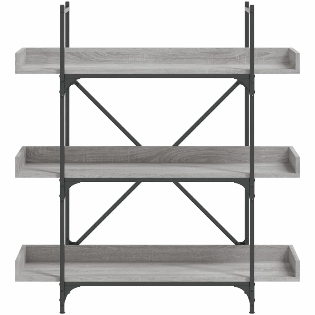 Sonoma Grey 3-poziomowa okładka książkowa, 100 x 33 x 108,5 cm, drewniana konstrukcja, przemysłowa metalowa ramka, regulowana stopa, do salonu, biura