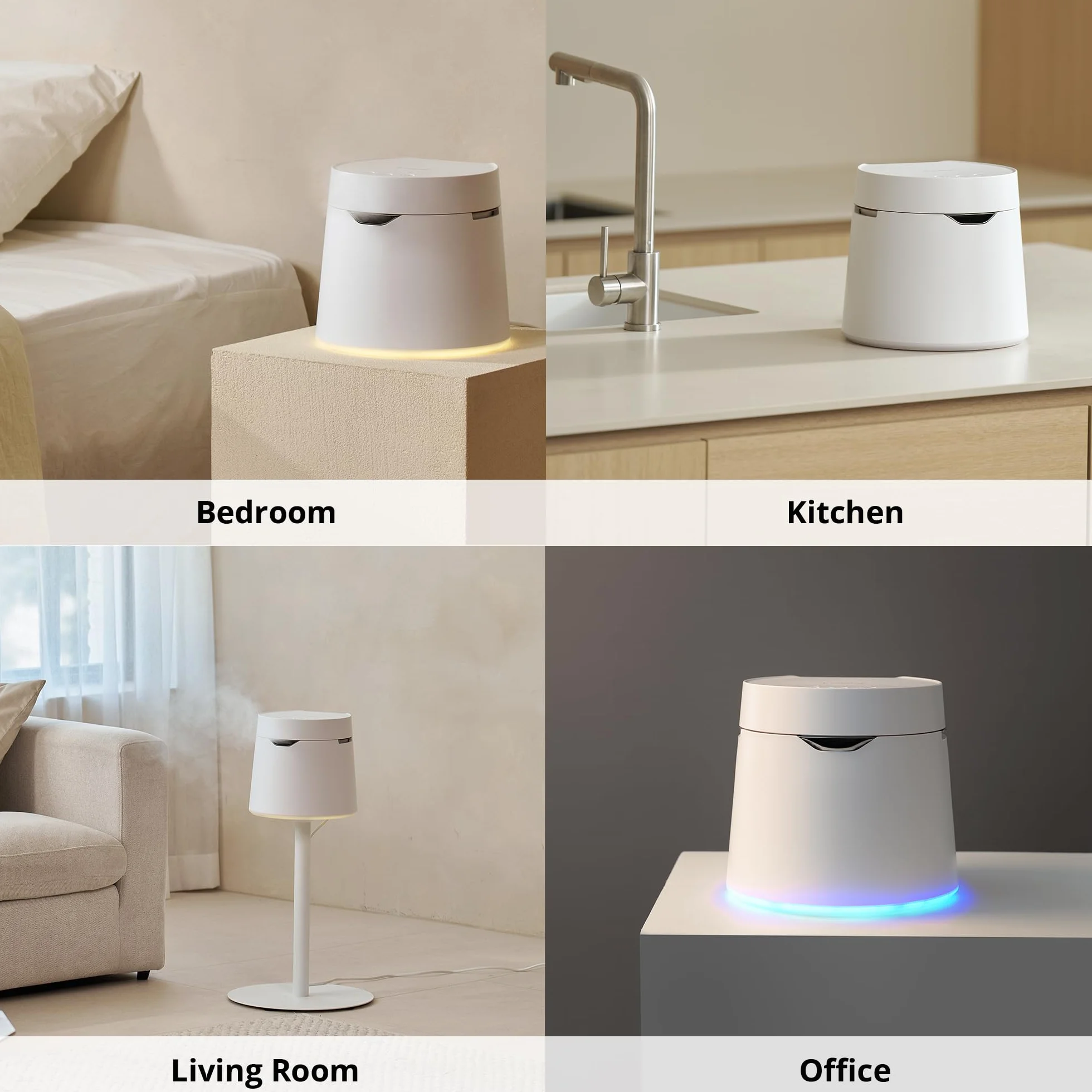 Carepod One Plus Nawilżacz ze stali nierdzewnej do dużego pokoju z nastrojowym światłem, cichy i bezpieczny dla dziecka, tylko 3 nadające się do prania części, łatwy do czyszczenia, ultradźwiękowy