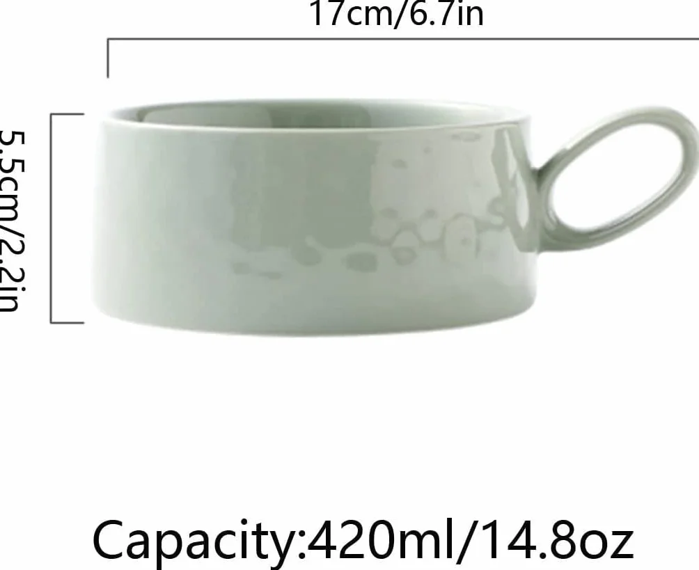 Talerz obiadowy, talerz do serwowania, miski na zupę 14 uncji Kubek na zupę z uchwytami, ceramiczne talerze śniadaniowe Zestaw na śniadanie Zupa kanapkowa Kawa Miski do serwowania płatków śniadaniowyc