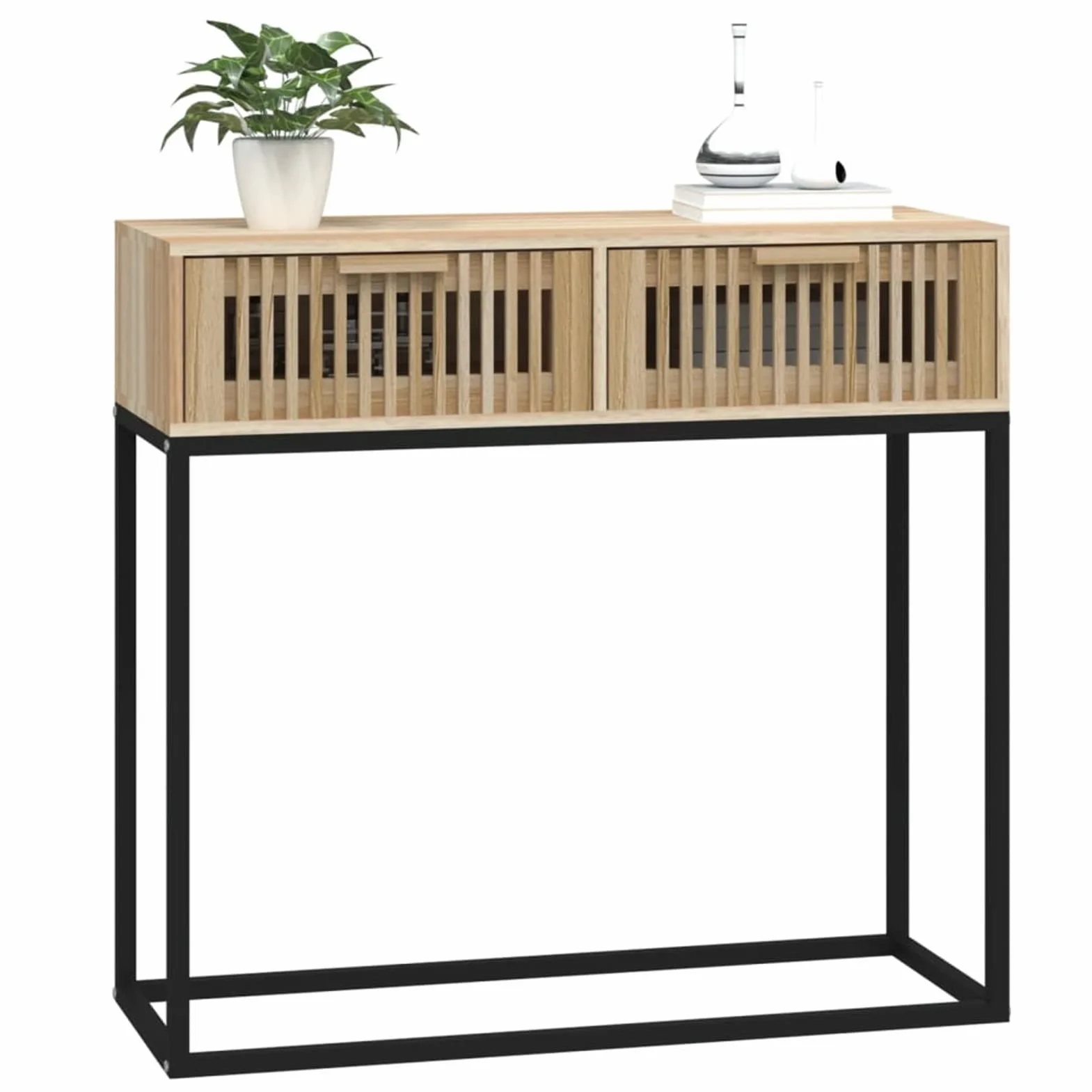 ShGaxin Stół konsola z żelaza i sklejki 80x30x75 cm, wejście, wąskie przedpokój, pokój dzienny, pomocniczy, meble wejściowe