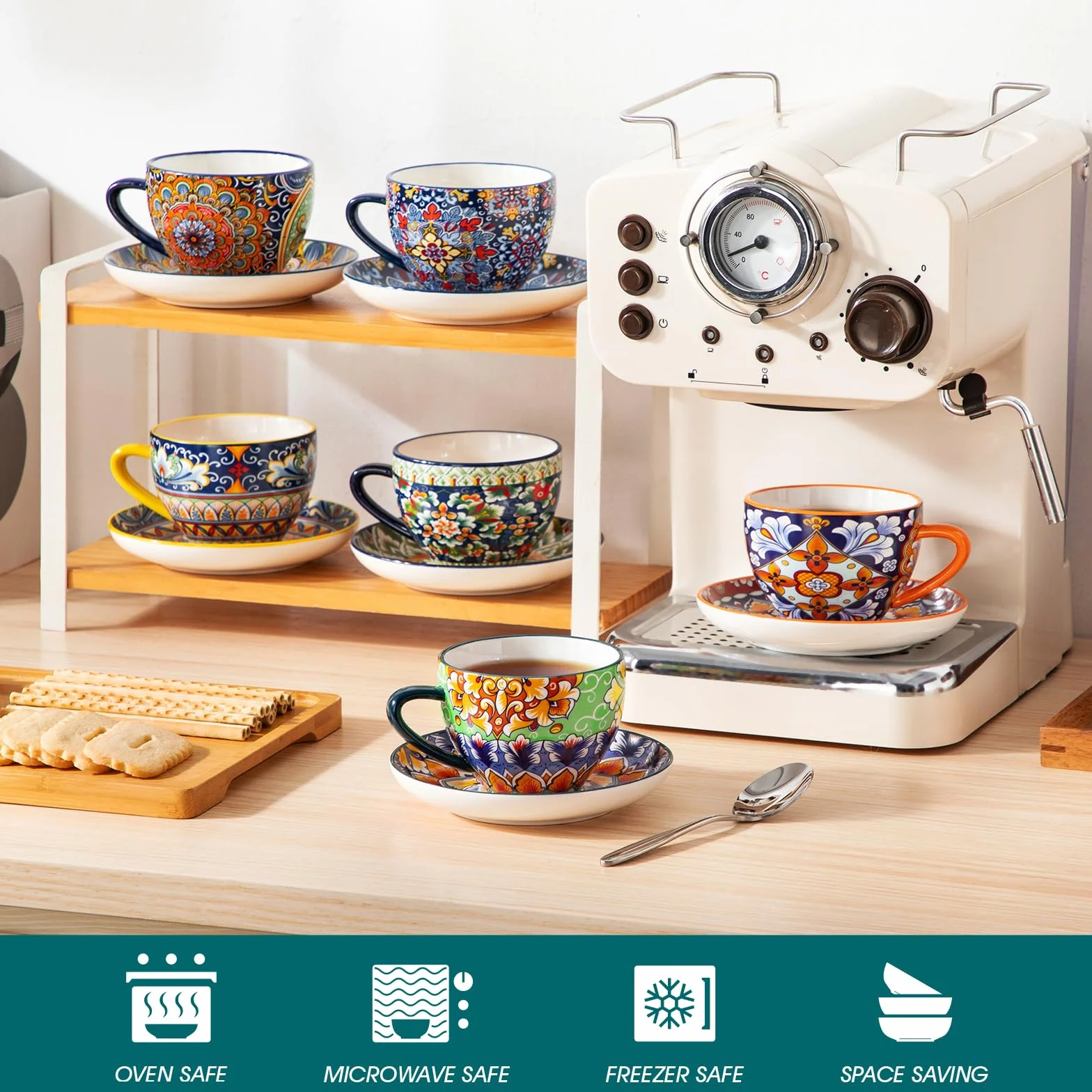 Vancasso SIMI filiżanki do cappuccino ze spodkami, zestaw 6 sztuk