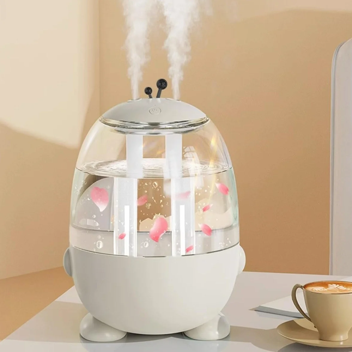 Nawilżacz powietrza do sypialni – ultradźwiękowy mini nawilżacz powietrza USB 3 l z miękką lampką nocną, regulowany tryb mgły, automatyczne wyłączanie 10 godzin, idealny do użytku na biurku