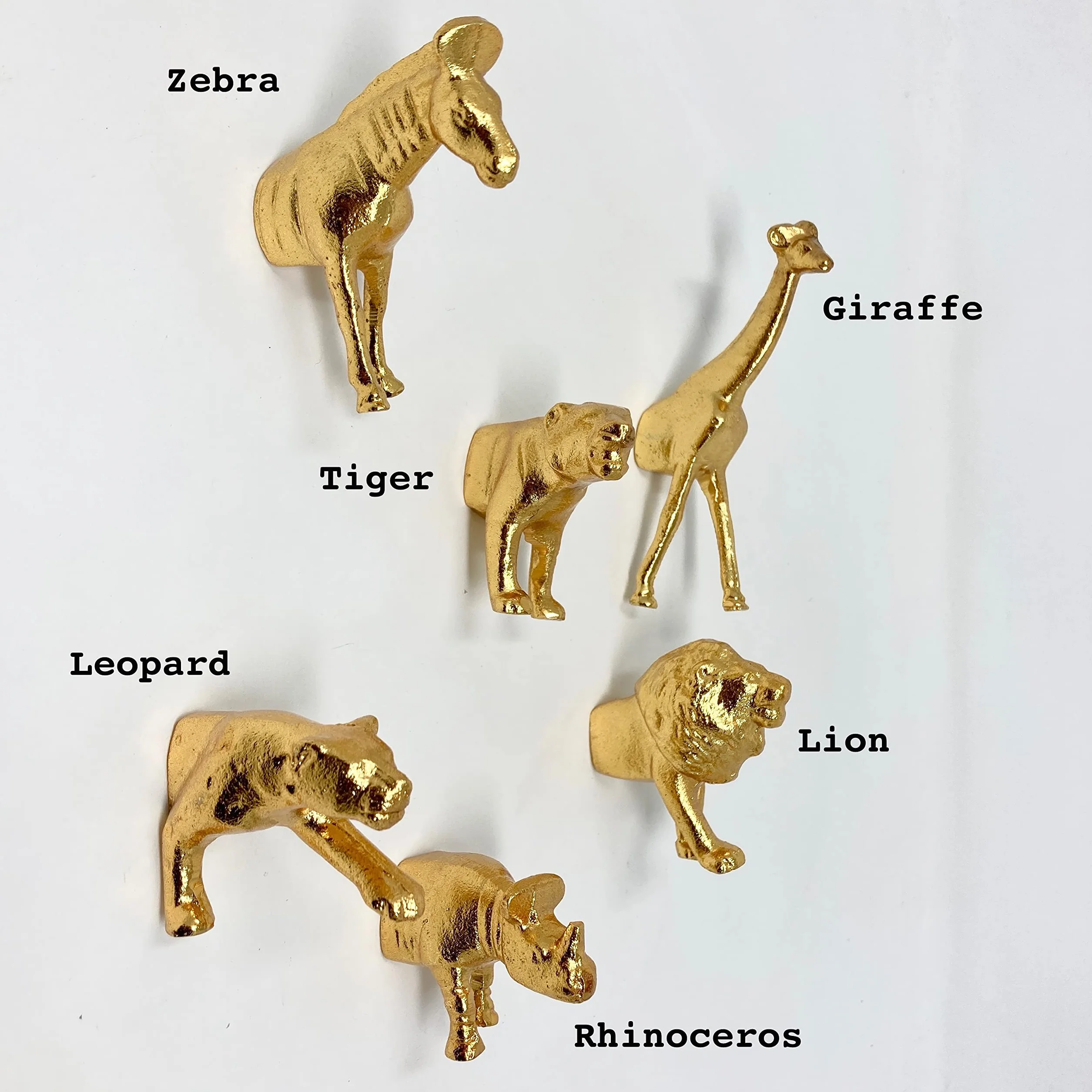 Złote żelazne metalowe gałki do szuflad Safari Animal (gałka, lampart)