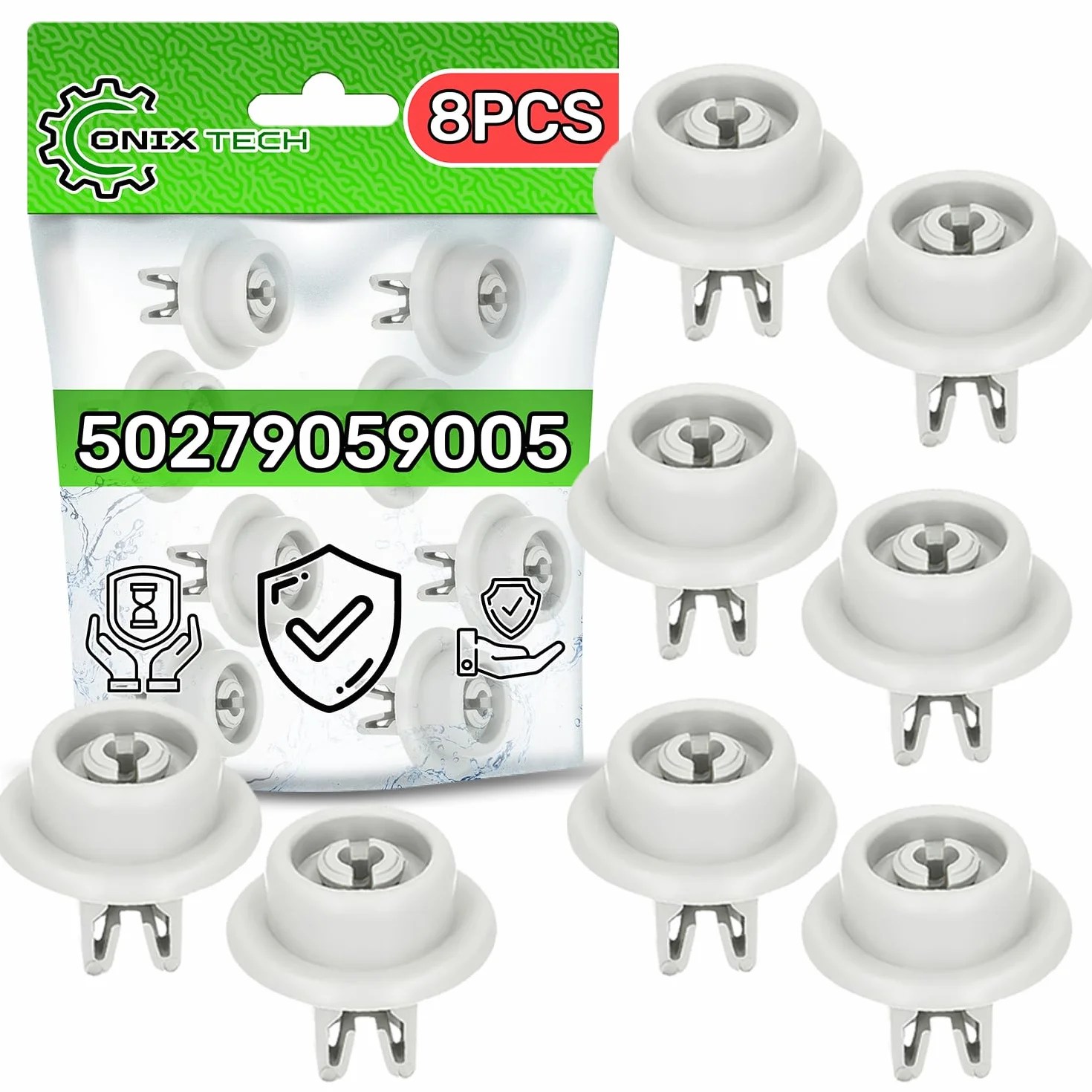 8 sztuk kółek do zmywarki do dolnej średnicy kosza Ø 34 mm z oryginalnym kodem 5027905900/5 50279059005 do AEG do Electrolux dla Zanussi - 5 lat - ONIX TECH