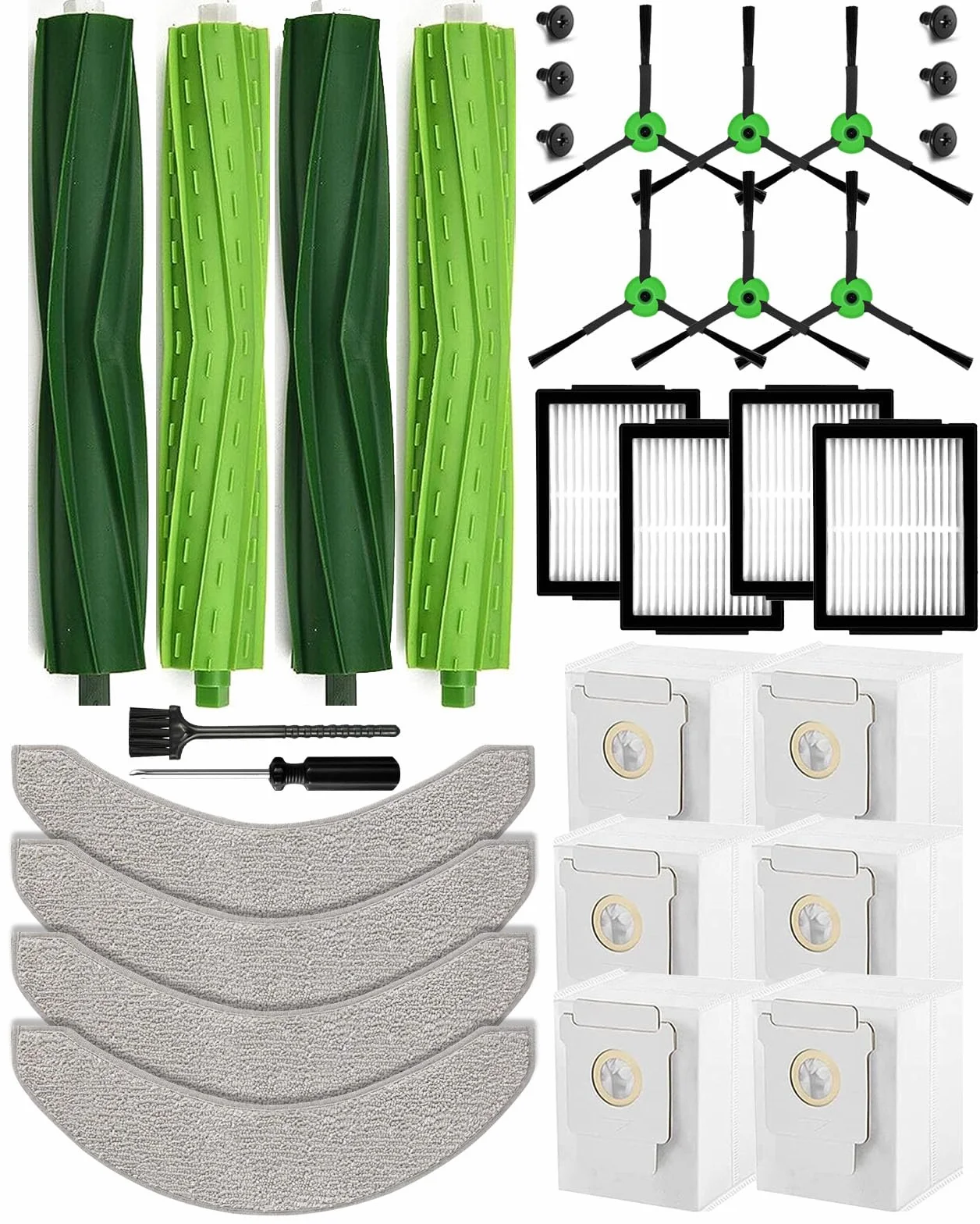 Zestaw 26 akcesoriów do iRobot Roomba Combo j7+ j9+ 10 Max robot odkurzający 4 szczotki rolkowe 6 szczotek bocznych 4 filtry HEPA 4 ściereczki