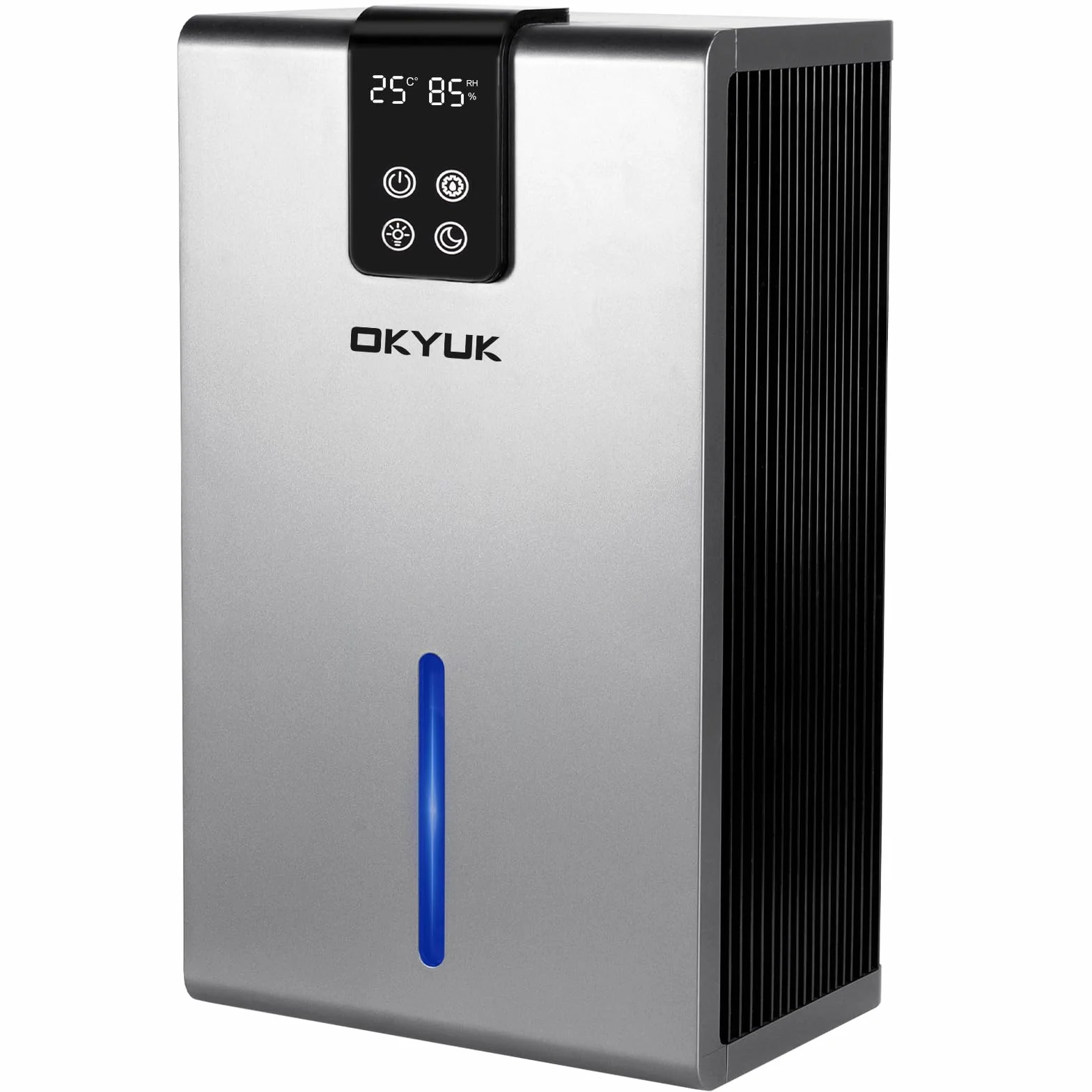 Elektryczny osuszacz powietrza 2700 ml, osuszacz powietrza do domu z automatycznym wyłączaniem, 7-kolorowe światło LED, idealny do kampera, łazienki, sypialni, piwnicy (kolor szary)