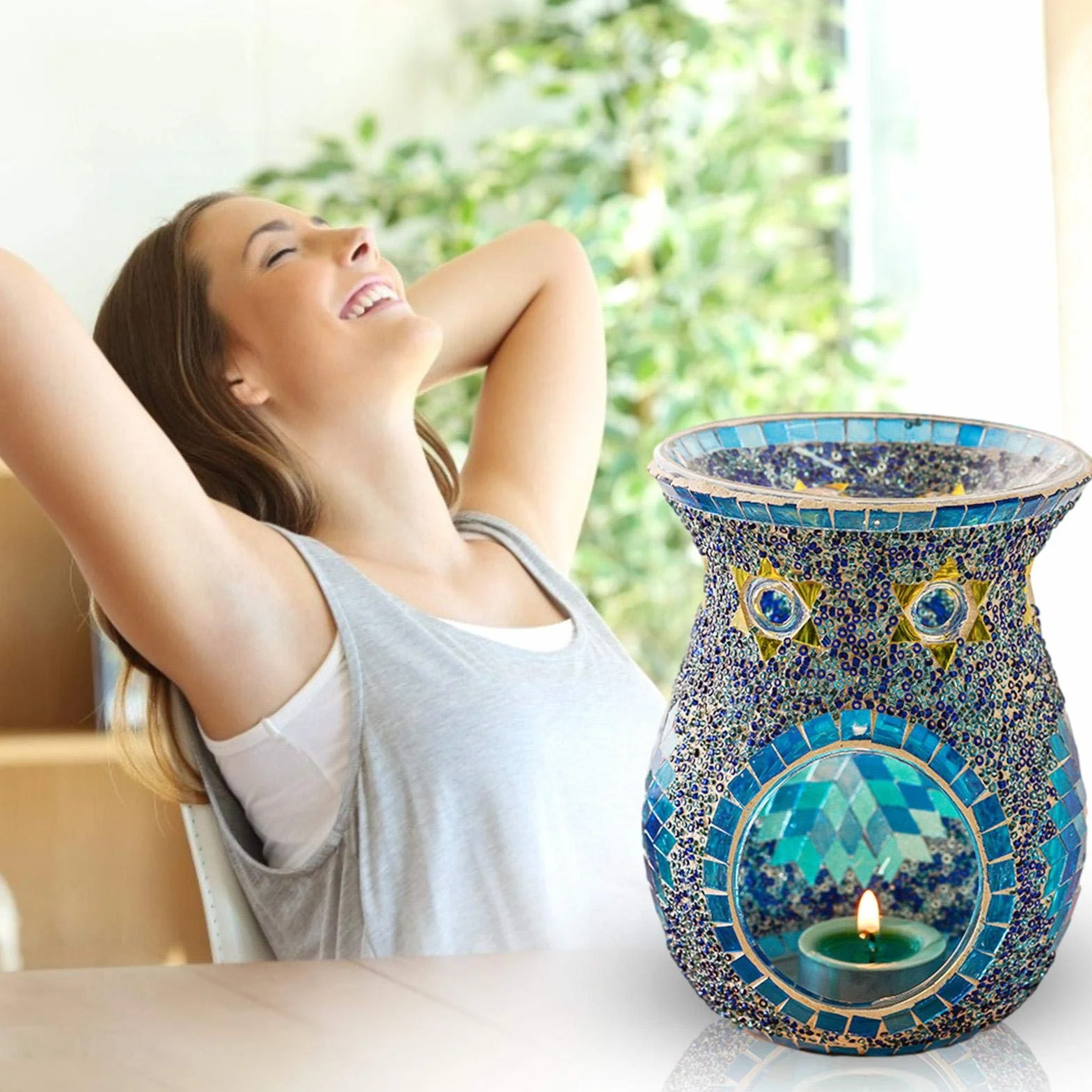 Ceramiczna lampa zapachowa do wosku, ?wiecznik na podgrzewacze, palnik na olej, lampa zapachowa ze ?wiecznikiem na ?wiece, ?wiecznik typu , baza zapachowa, palnik zapachowy