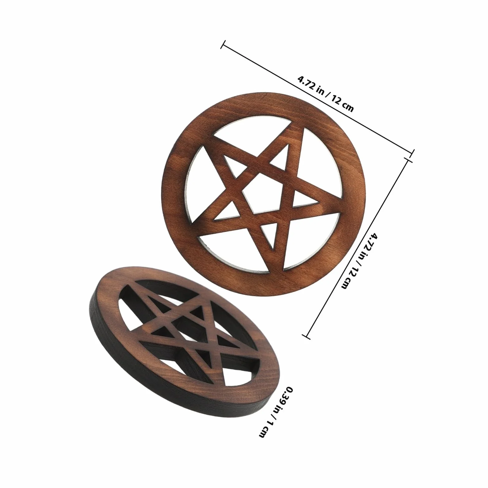 Drewniany Pentagram Dekoracyjny Płytka Ścienna Ołtarz Pogański Wicca Figurka Biurko Półkę Ozdoba Metafizyczna Jasnobrązowa