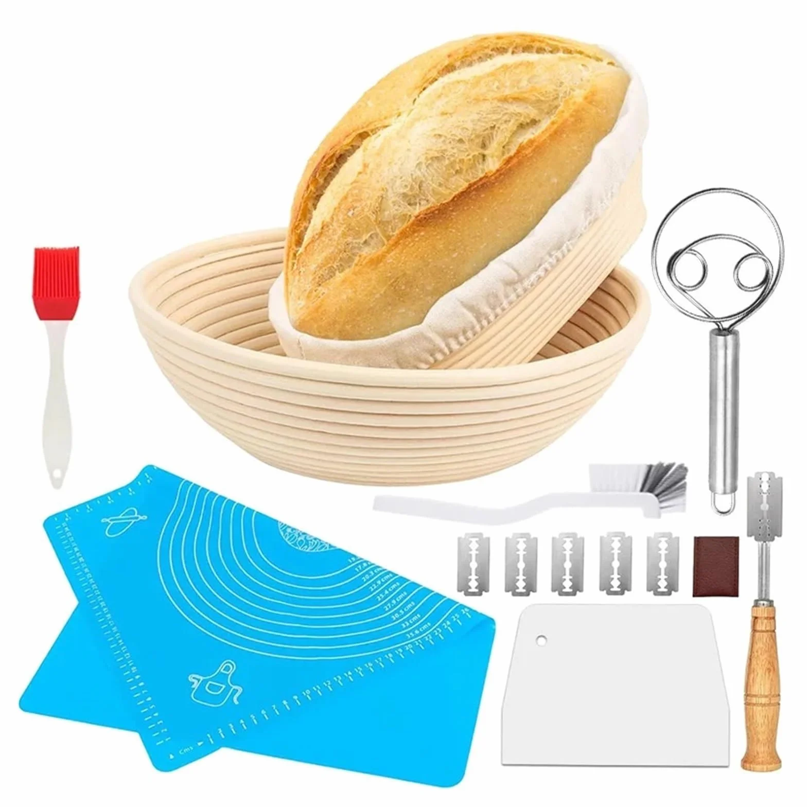 Miska do wyrastania ciasta 5/8 szt. owalnych, okrągłych koszyków na zakwas z wikliny rattanowej do pieczenia chleba(23x8 8pcs)