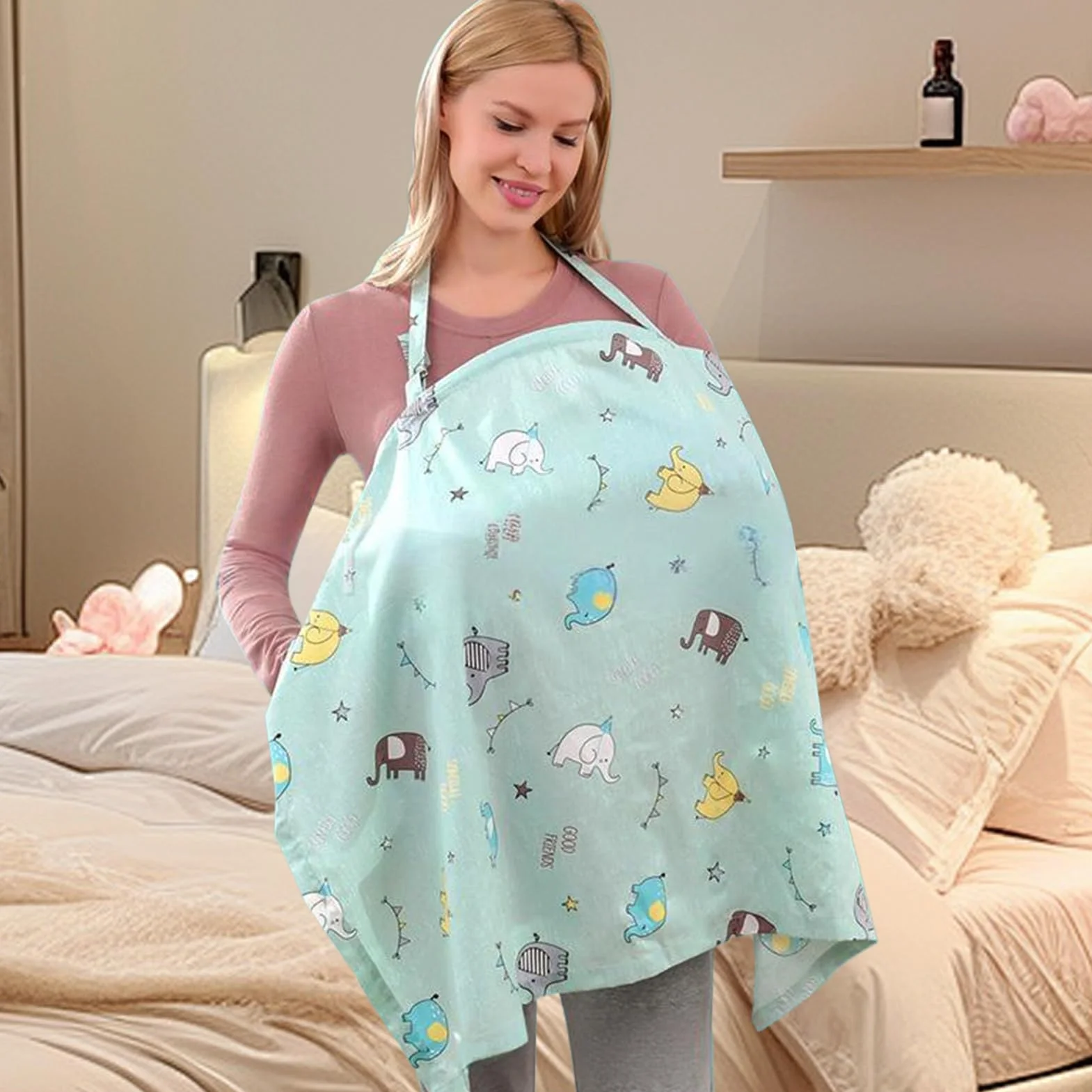 Gentle Nursing Shawl - Comfortable Women’s Breastfeeding Wrap, Hoop Support Equipment for Privacy, Lactation Supply Set, Car Seat Accessory with Premium Soft Fabric, Nursing Helper Gear for Feeding