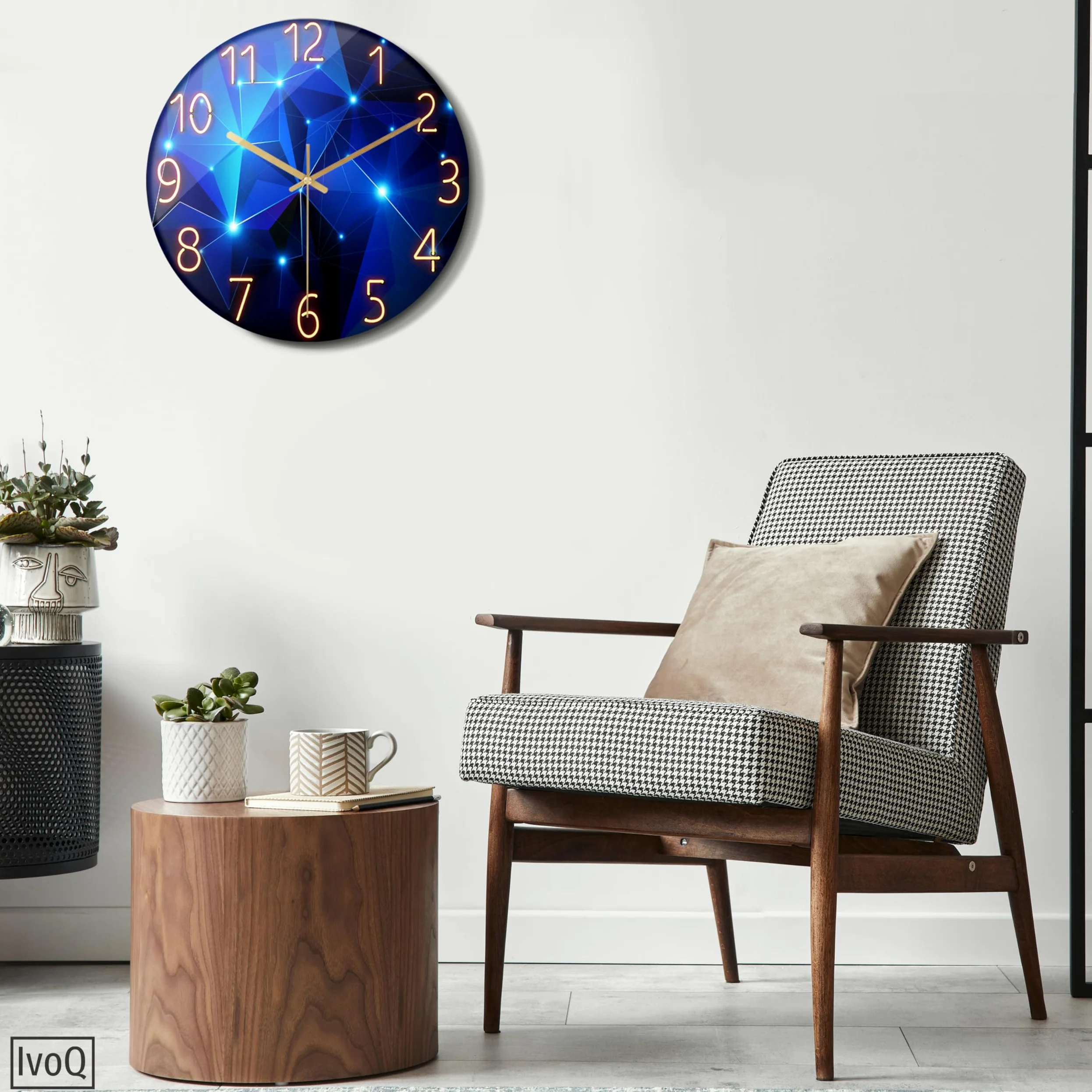cichy zegar ścienny - 30 cm - stylowy i uspokajający niebieski design