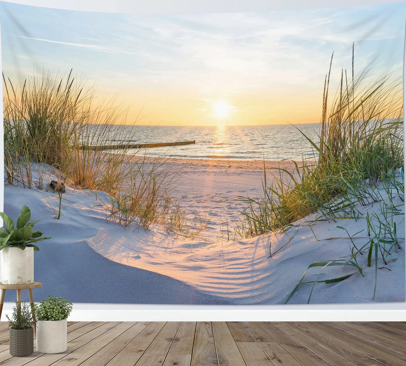 Gobeliny Tropikalna Plaża Zachód Słońca 200x150cm Dekoracja ścienna