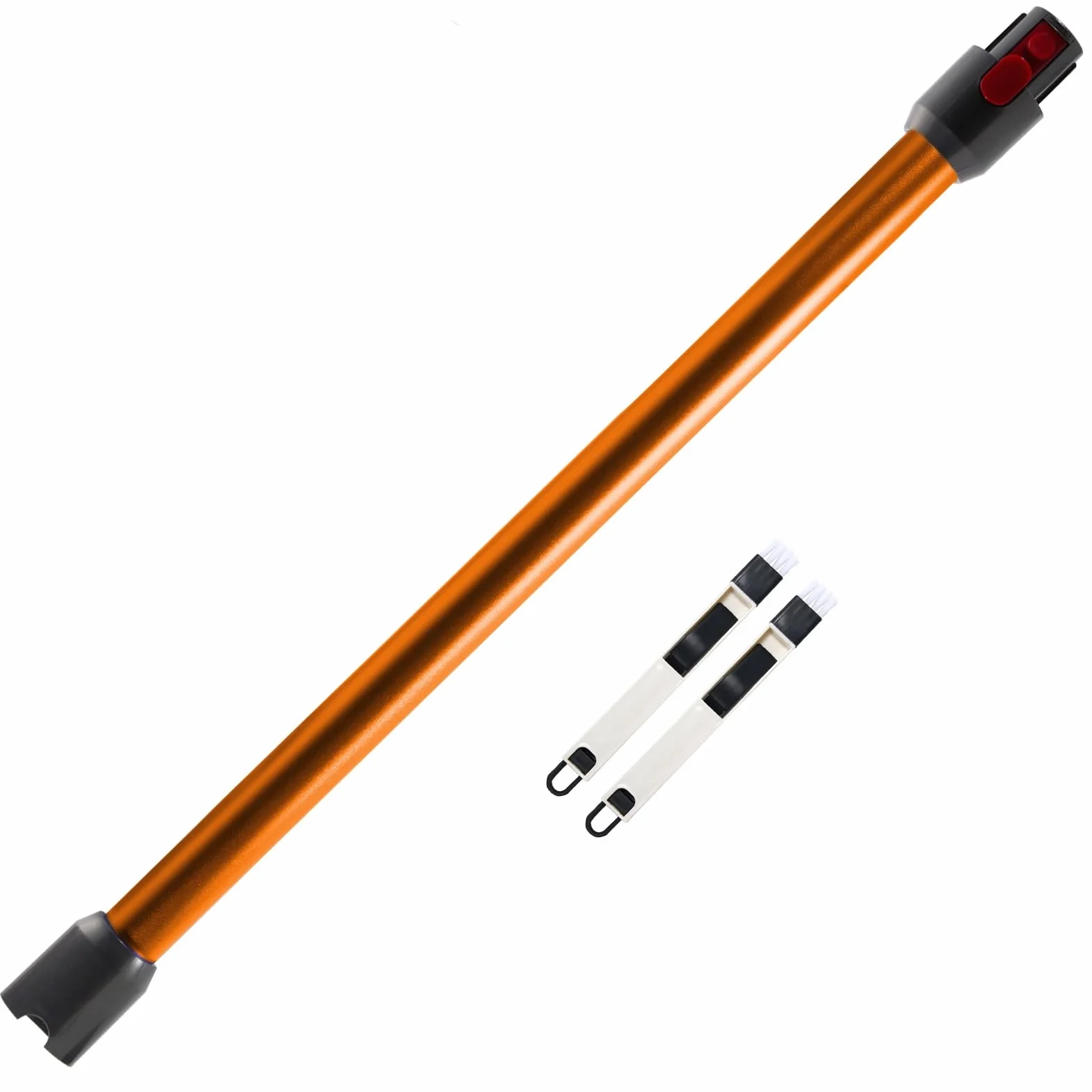 Cheerhom Rura teleskopowa kompatybilna z Dyson V7, V8, V10, V11, V15, długość 73 cm, szybkie zwalnianie, sztywne przedłużenie drążka z dwiema małymi szczotkami 2 w 1, pomarańczowa