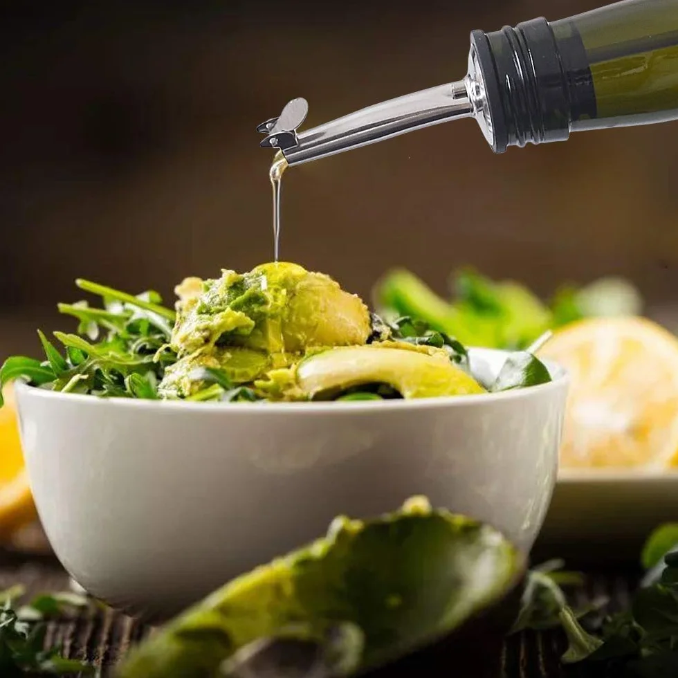Newk Butelka oliwy z oliwek, 500 ml, szklana, olej, ocet, morska z wylewkami + lejek, olej, karafka, do kuchni – zielona