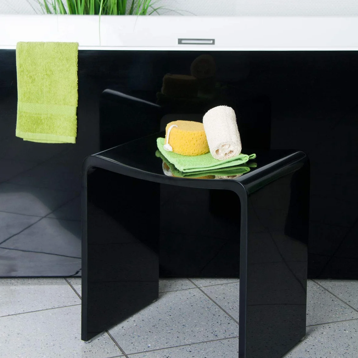 Four & More Taboret łazienkowy, stołek prysznicowy, fotel prysznicowy, luksusowe, designerskie, sztuczny kamień, spa, wykonane z wysokiej jakości litego kamienia