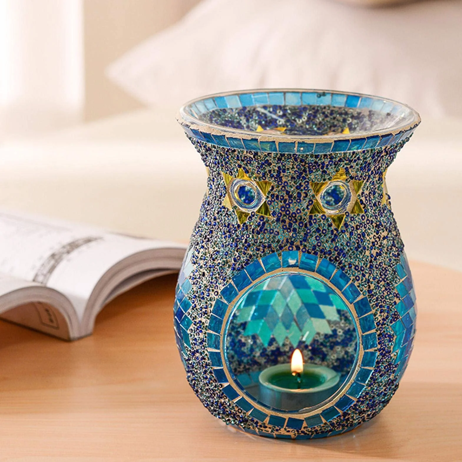 Ceramiczna lampa zapachowa do wosku, ?wiecznik na podgrzewacze, palnik na olej, lampa zapachowa ze ?wiecznikiem na ?wiece, ?wiecznik typu , baza zapachowa, palnik zapachowy