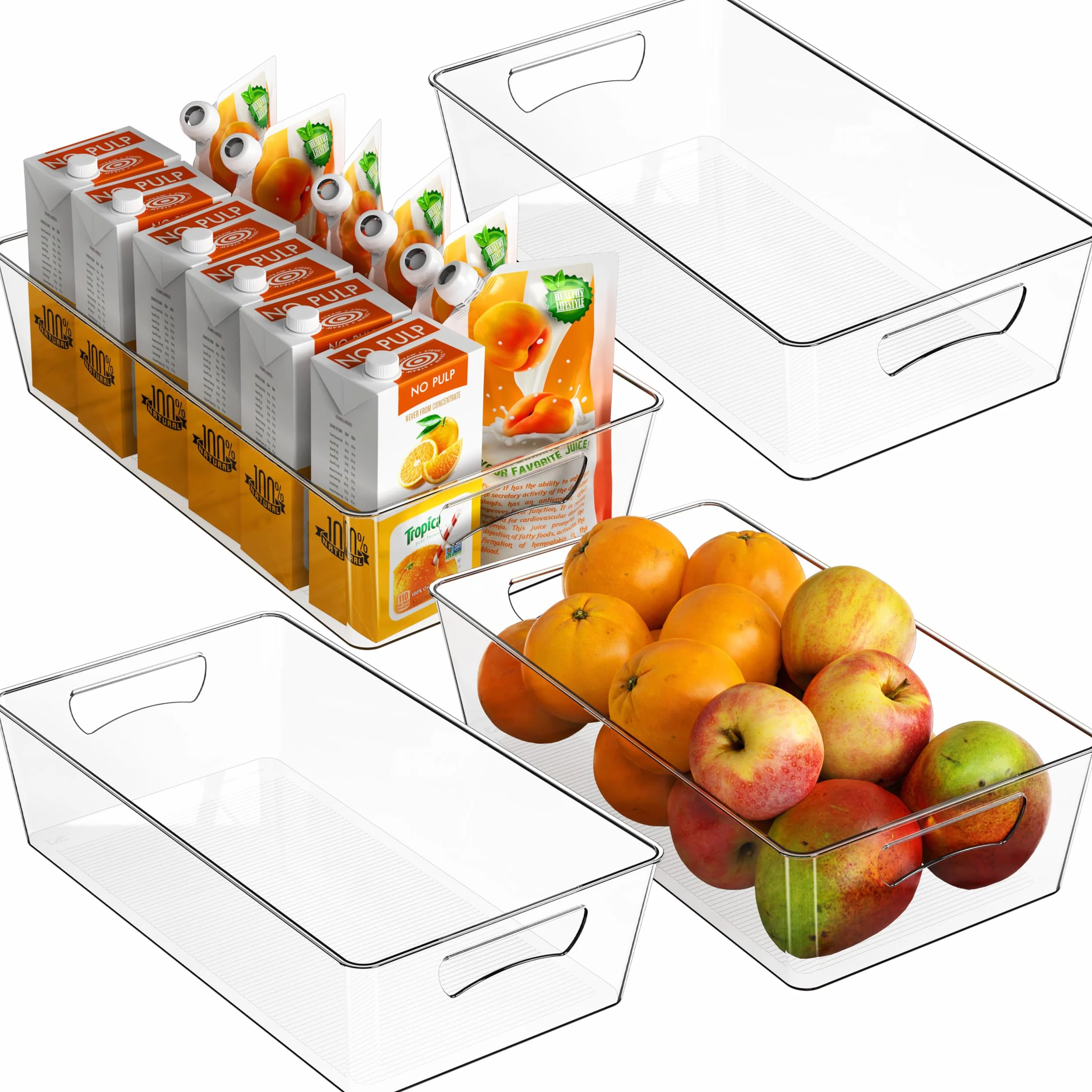 Simple Houseware 4-pak organizer na kosz kuchenny w rozmiarze XL, 38 x 21 x 9,5 cm, przezroczysty