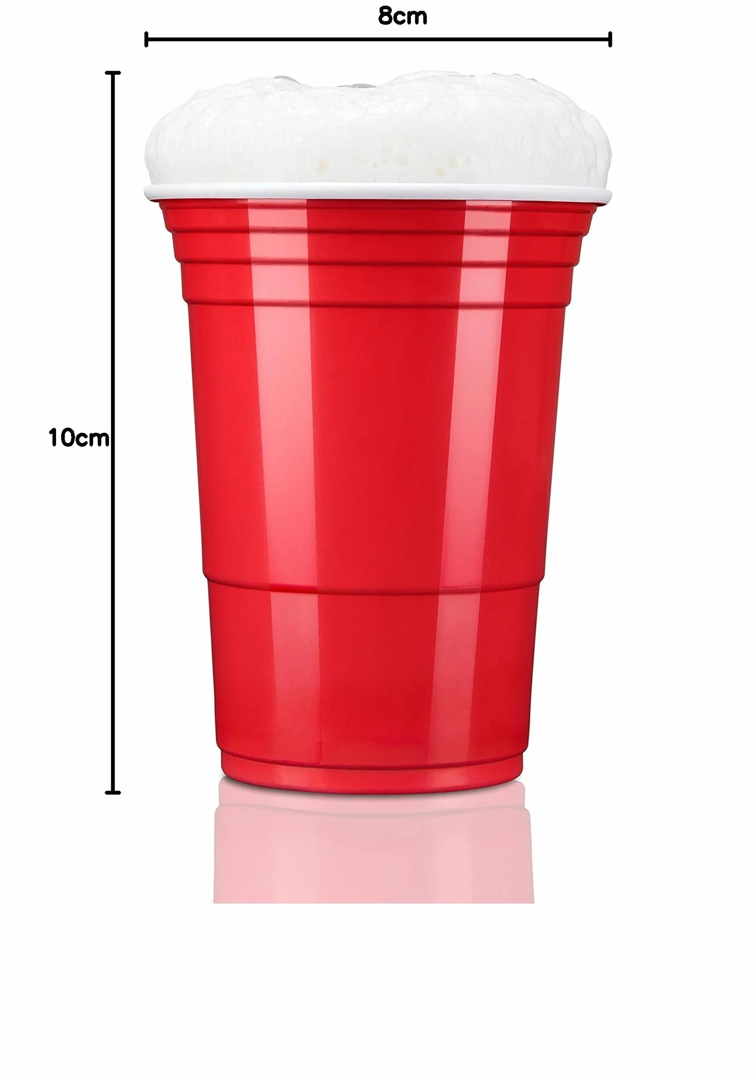TRESKO Kubki Jednorazowe Imprezowe, Plastik, Czerwony, 473 ml, 100 Sztuk