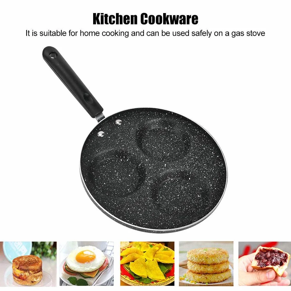 Aluminiowa patelnia do jajek z 3 filiżankami nieprzywierająca patelnia śniadaniowa i cukiernicza do hamburgera, angielskiej muffinki, kanapki, kiełbasy, pasztecików i jajek