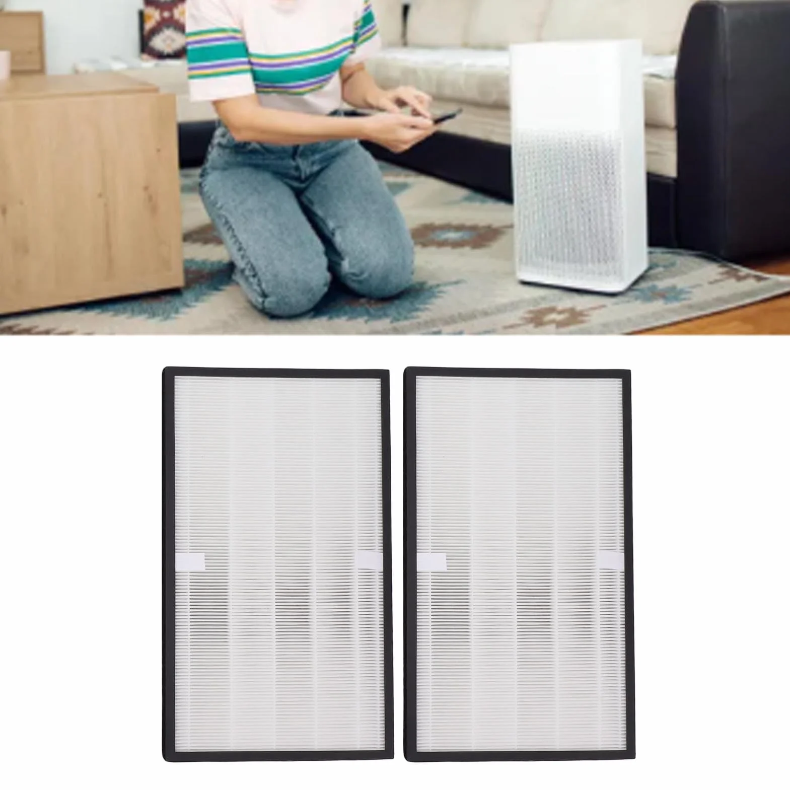 Filtr Oczyszczacza Powietrza Wysokowydajny Filtr Powietrza Cząstek Stałych do KJ700G H32 720G H31, 2 szt. Wymiana Filtra Filtra w Celu Ograniczenia Nieprzyjemnego Zapachu, łatwa