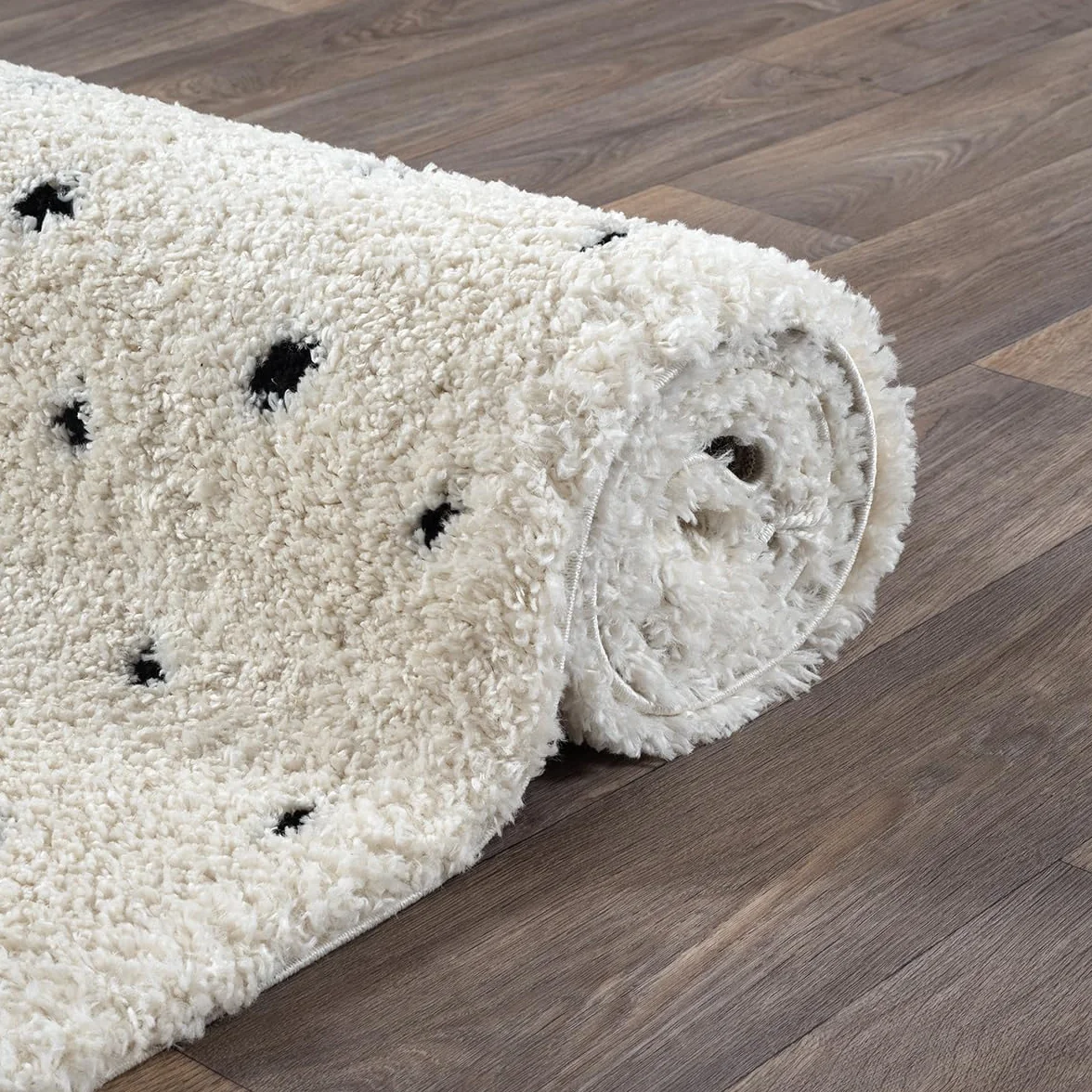 the carpet Bahar Shaggy elegancki designerski dywan do salonu, miękki i łatwy w pielęgnacji, z wysokim runem, w kolorze kremowym, 160 x 230 cm