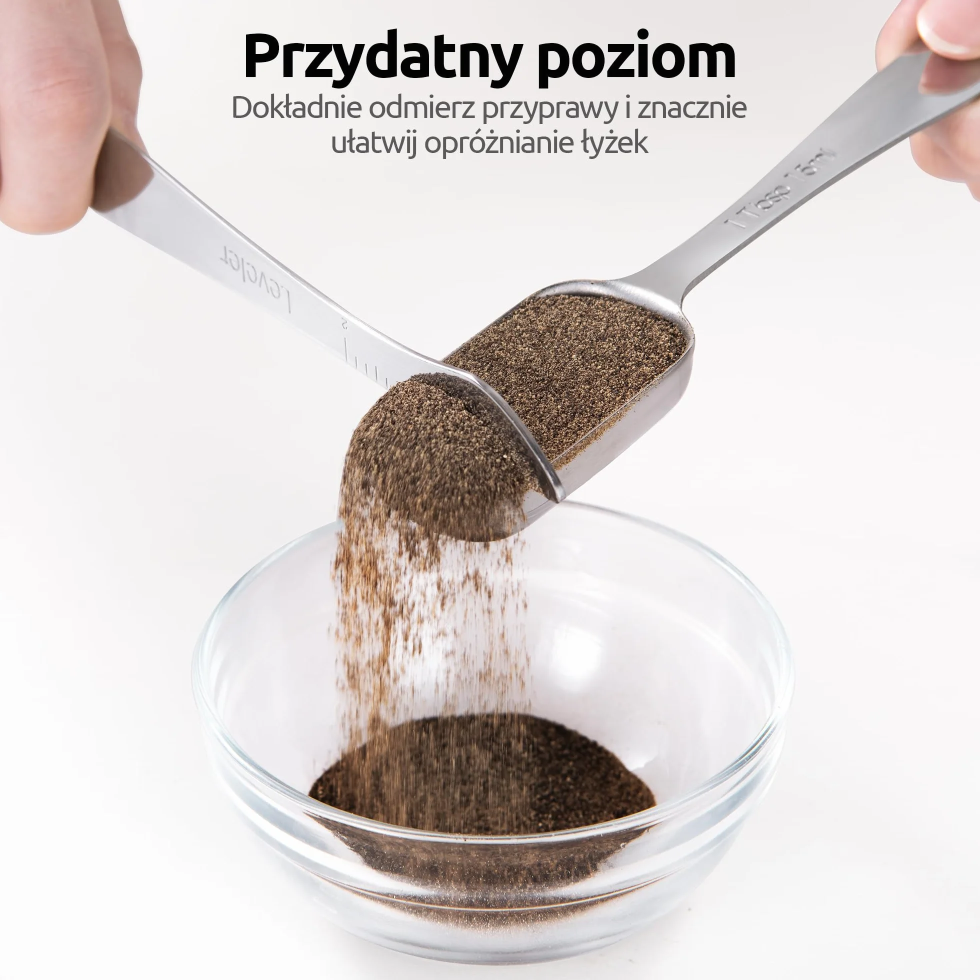 U-Taste Łyżki pomiarowe ze stali nierdzewnej 18/8, kwadratowa miarka łyżeczka łyżka stołowa z niwelatorami