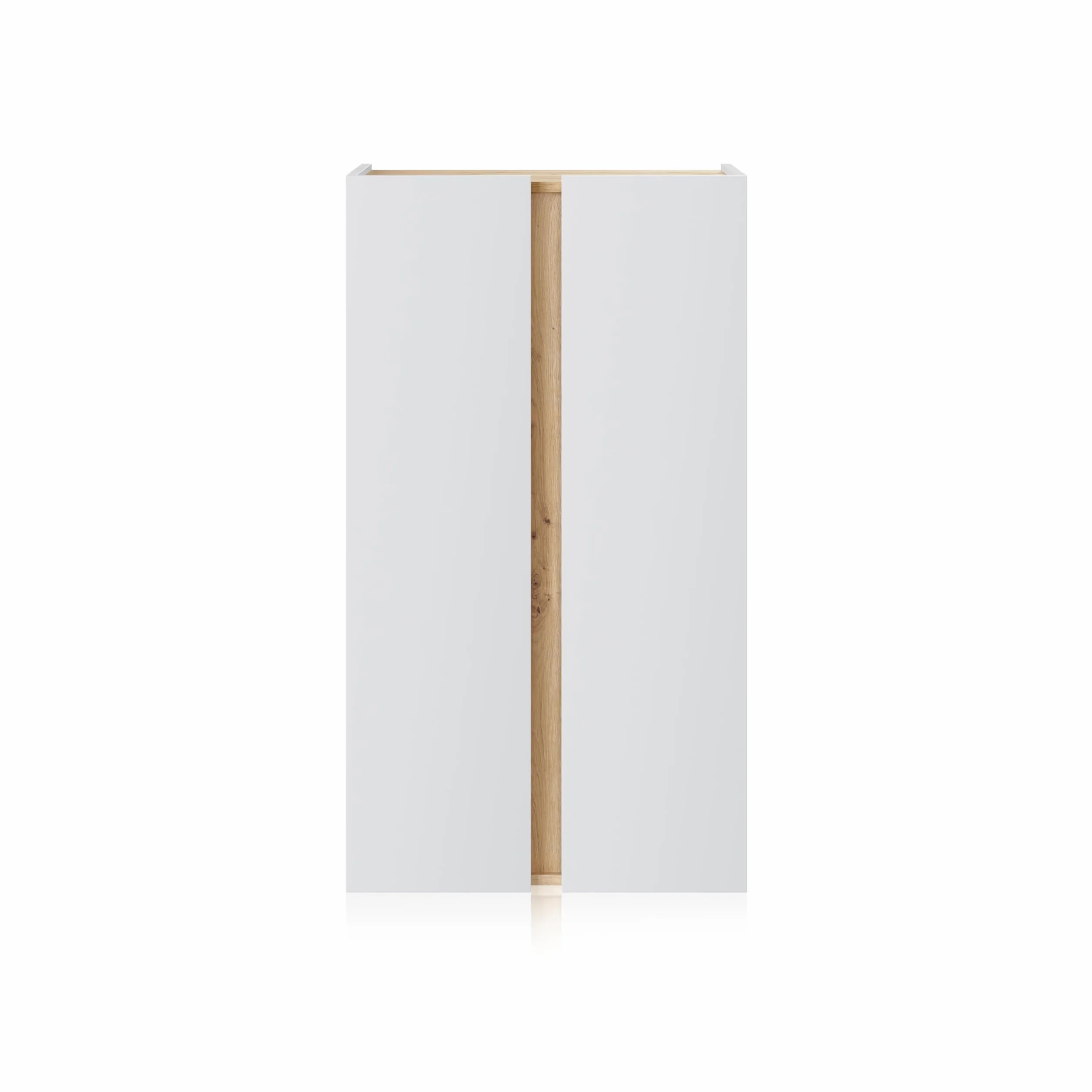 duehome | Eitan, 2-drzwiowy szewc, Szafka na buty, Wykończenie w kolorze białym Artik & Dąb Nodi, Wymiary: 56,5 cm (długość) x 102 cm (wysokość) x 35 cm (tło)