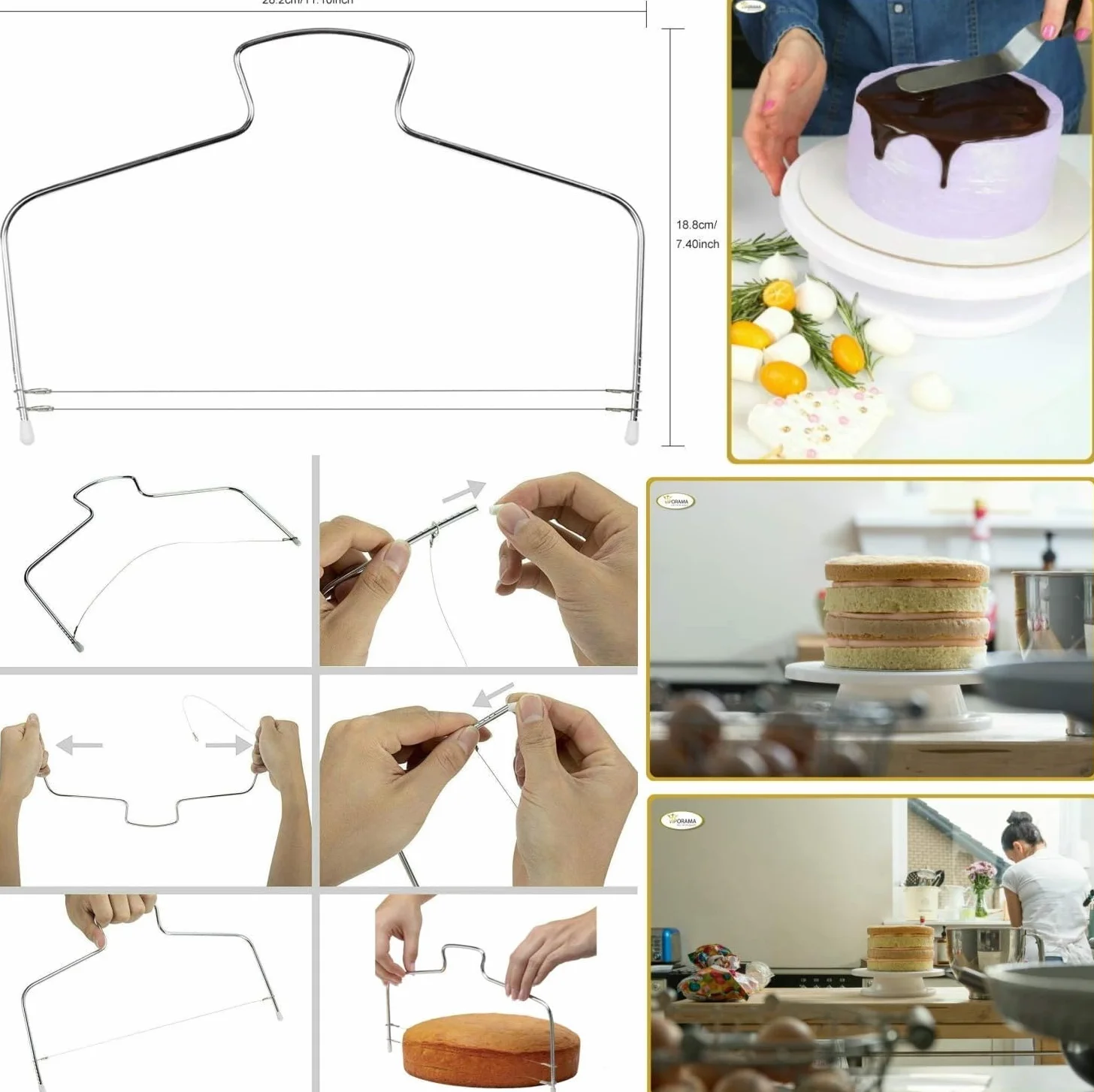 Akcesoria do pieczenia tortów, zestaw 181, końcówki cukiernicze, patera na tort, obrotowa, zestaw akcesoriów do pieczenia masy cukrowej, 54 tulejki do dekorowania/100 sztuk worków