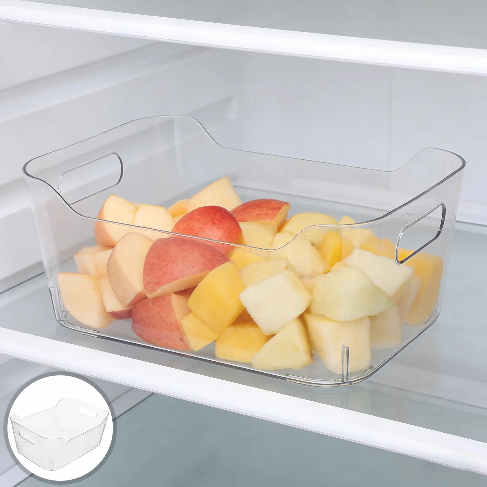 6 Szt. Sztuk Przezroczystych Plastikowych Pojemników Do Przechowywania z Uchwytami Organizer Do Spiżarni Lodówki Szafek Kuchennych i Blatów Odporny Temperaturę
