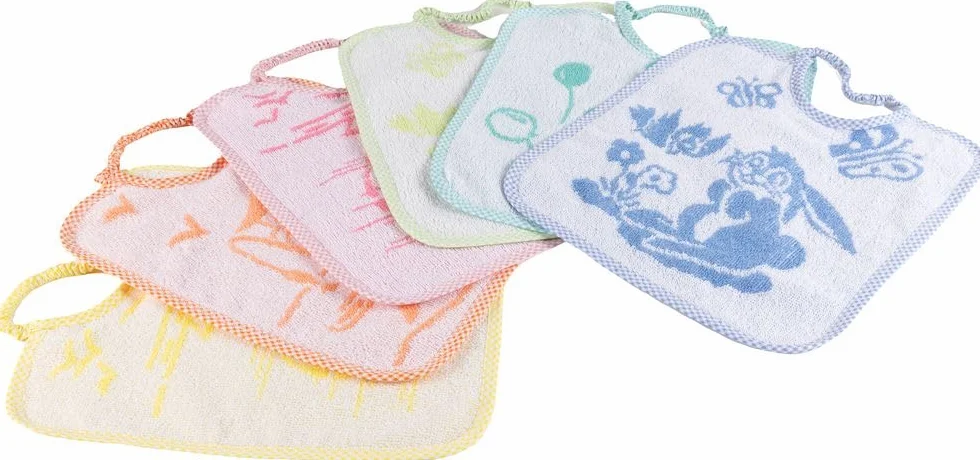 Średni śliniak Baby w gąbce, bez BPA, chłonny, zmywalny i wielokrotnego użytku, z gumką i wzorem żakardowym