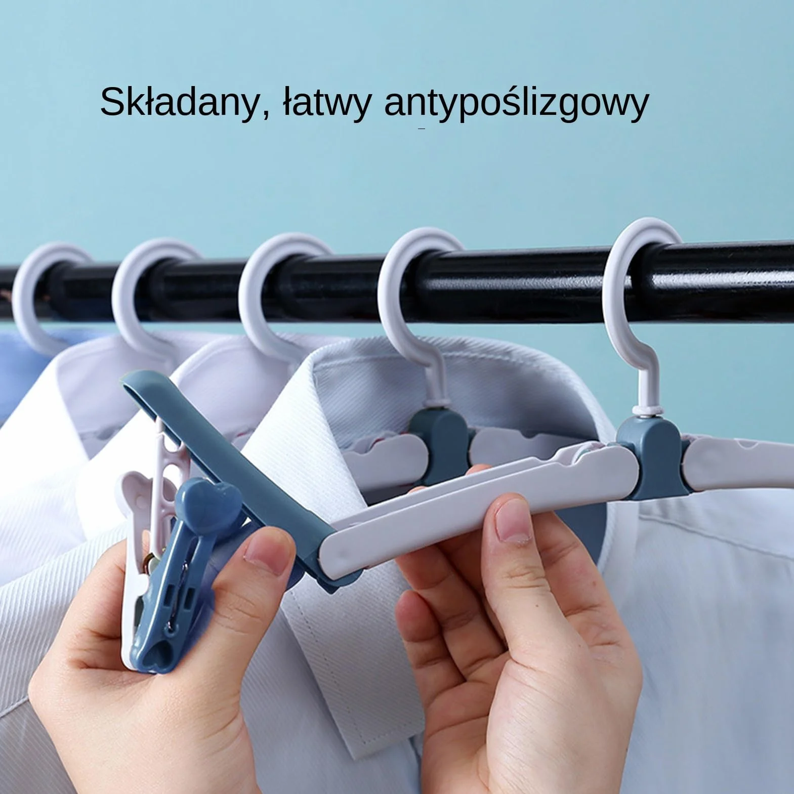 Travel Hangers, Foldable Clothes Hangers, Portable Anti-Slip Hanger, Space-Saving Design, Two Way Clips for Drying Garments, 15.16x5.98 Inches, Blue, Red, 1 Piece