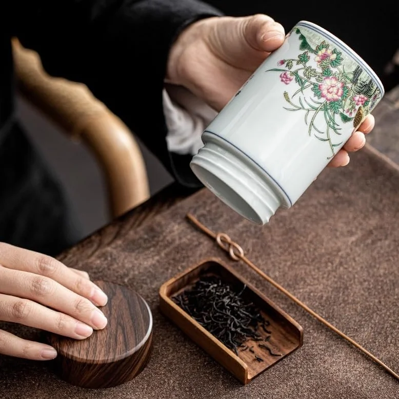 XYNSNDB Pojemnik na herbatę Ceramiczne uszczelnione puszki na herbatę Czarna herbata Puszki do przechowywania zielonej herbaty Mały zestaw do herbaty Kung Fu Akcesoria Kreatywne kanistry kuchenne