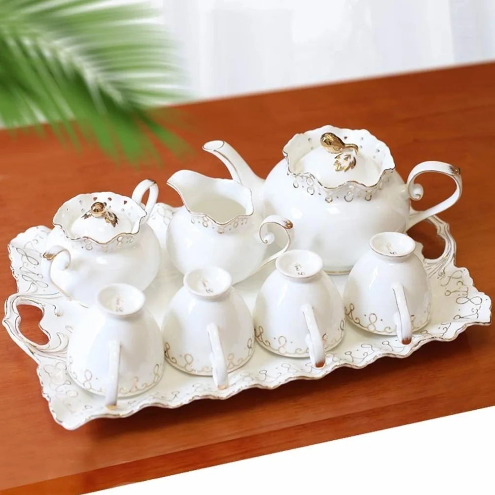 Zestawy Do Herbaty 8 Sztuk Ceramiczny Zestaw Do Parzenia Kawy I Herbaty Czajniczek Cukiernica Śmietanka Dzbanek Zestaw Filiżanek Do Herbaty Do Domowego Biura Zestaw Filiżanek Do Kawy I Herbaty