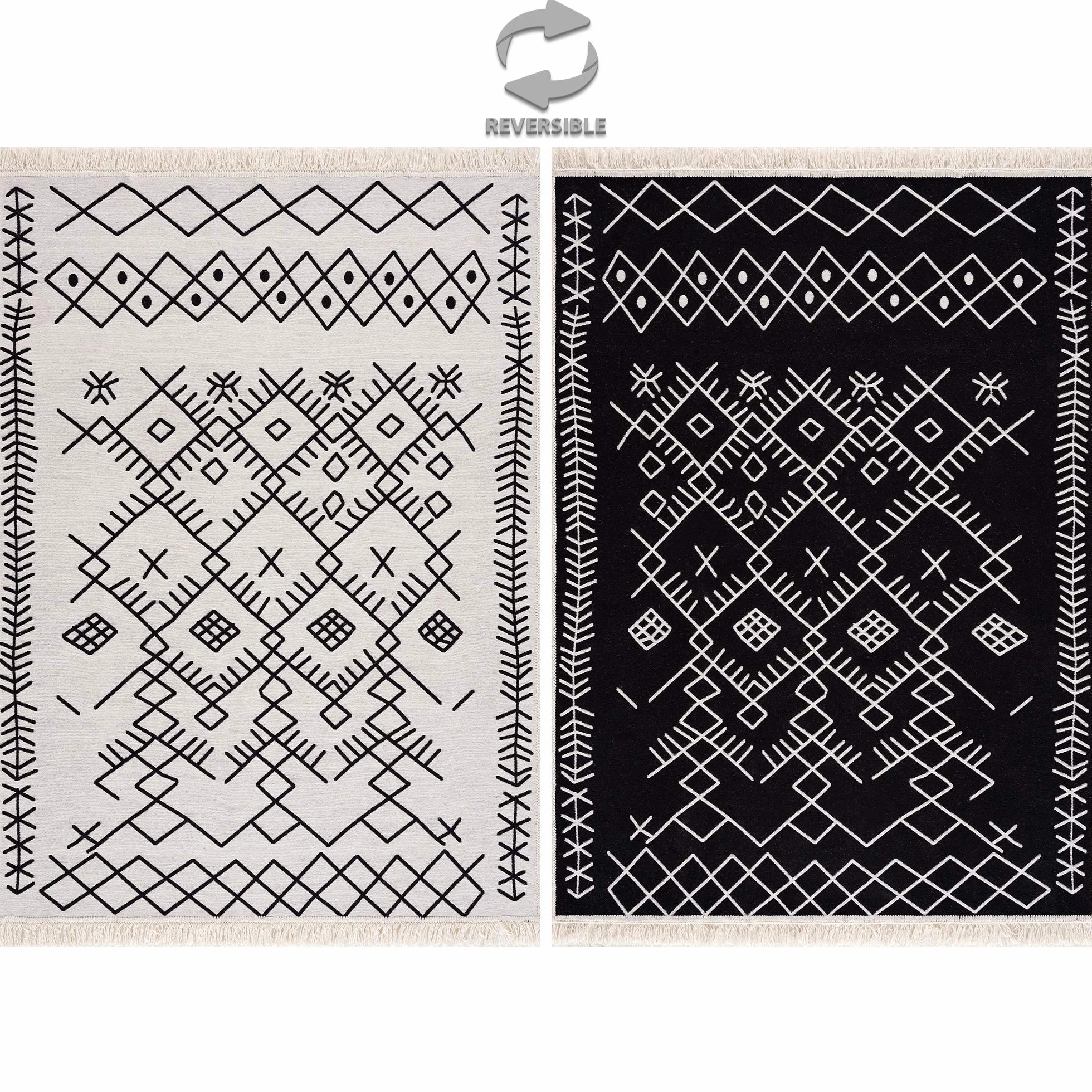 Fashion4Home dywan, chodnik do salonu, sypialni, kuchni, pokoju dziecięcego, łazienki, bieżnik na korytarz, styl Boho/Kelim, kolor czarno-biały, rozmiar: 80 x 150 cm