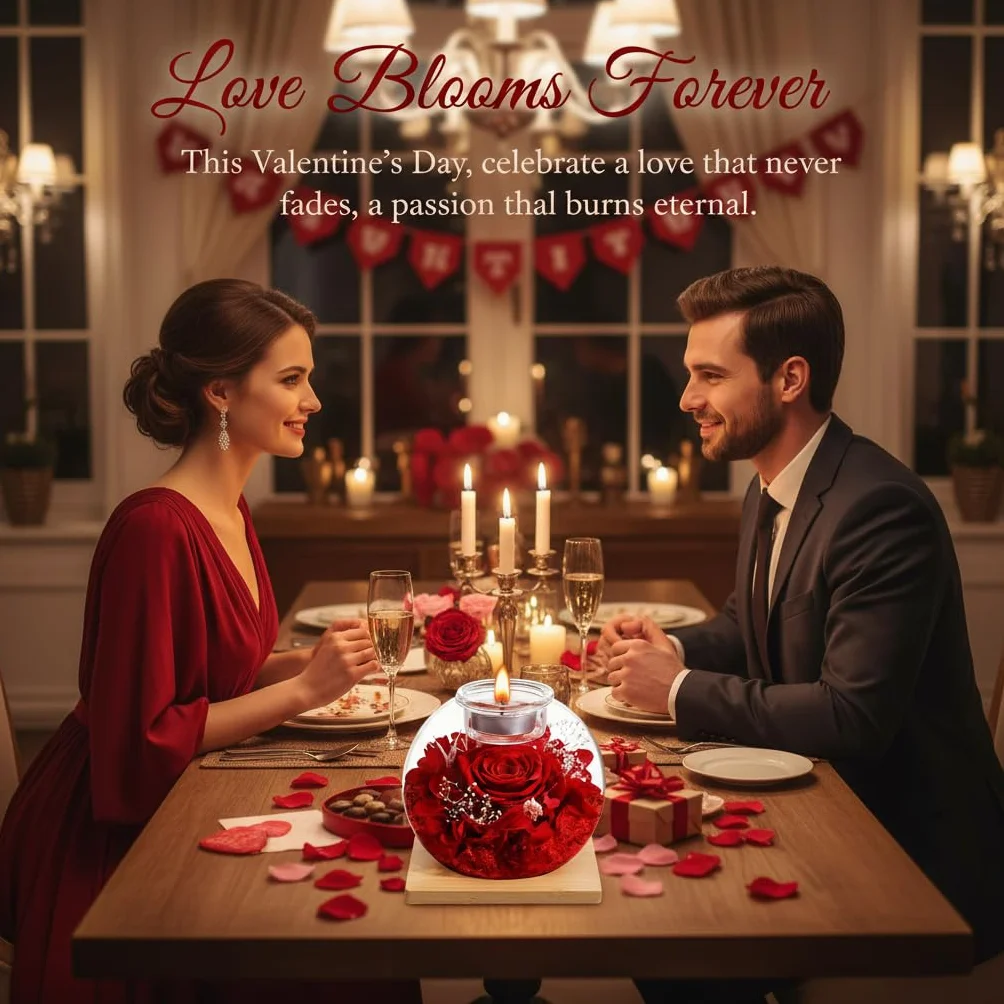 Wieczna zachowana prawdziwa róża, zachowana róża w szklanej kopule, romantyczny prezent na Dzień Matki, Walentynki, Boże Narodzenie, prezent urodzinowy dla kobiet, mamy, dziewczyny, żony