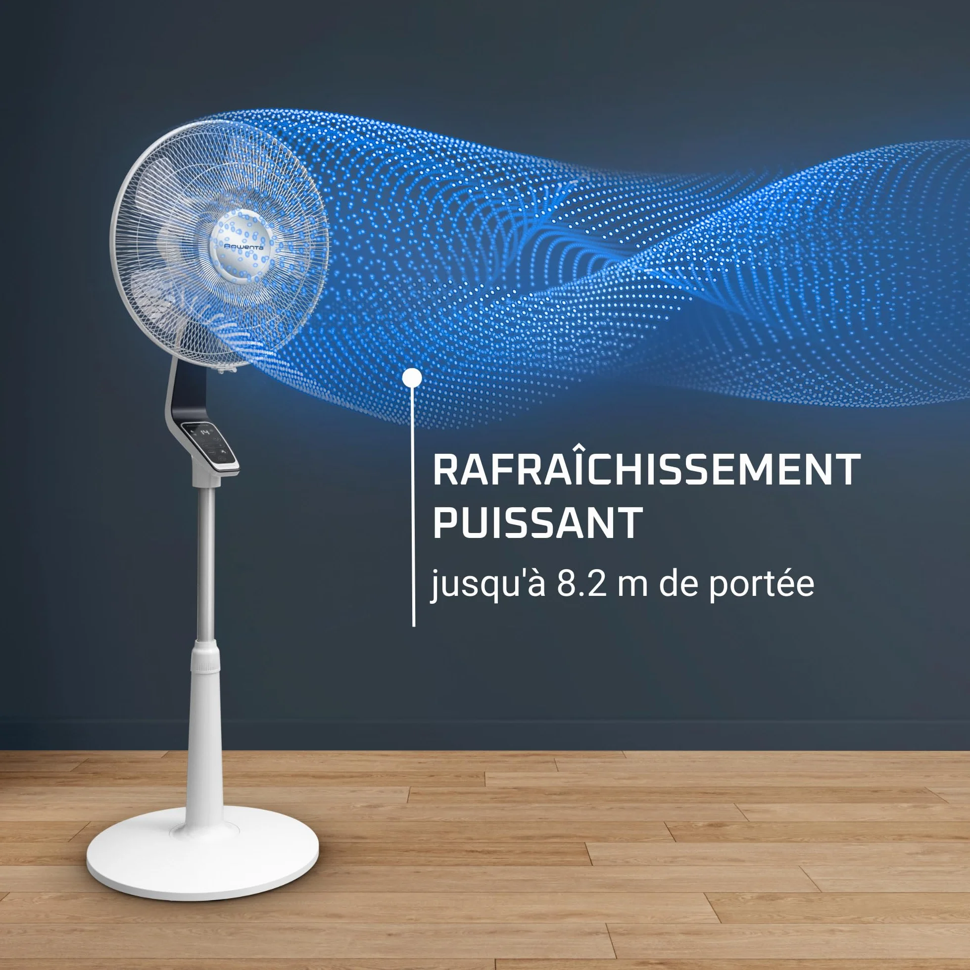 Rowenta Turbo Silence Extreme wentylator stojący 32 dB Silent Night 14 prędkości cyfrowy wyświetlacz LED timer pilot biały VU5690F0