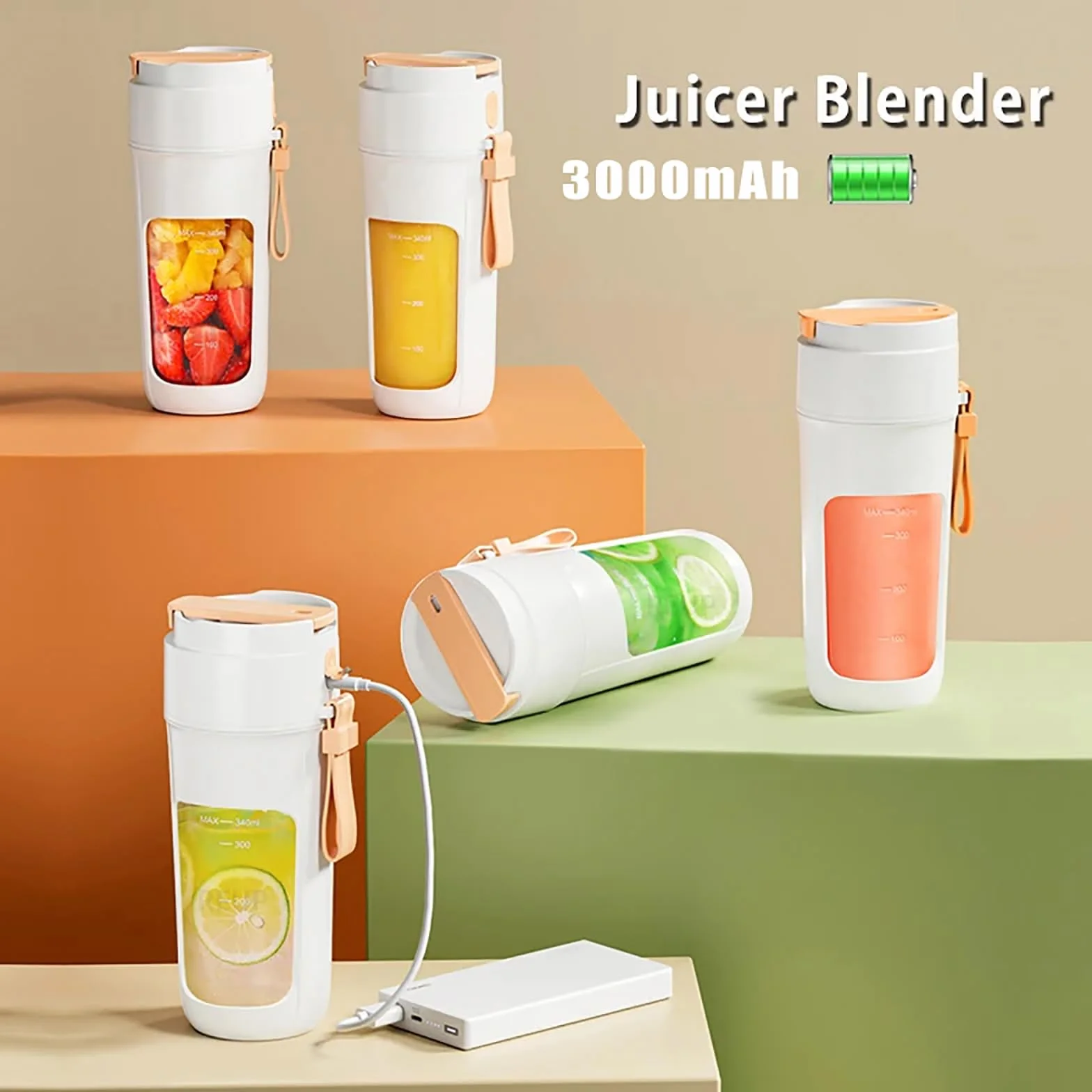 Mini Kubek Blendera, Sokowirówka O Pojemności Osobistej 350 Ml Z 8 Ostrzami, 22 000 Obr./min I Równomierne Miksowanie, Miksowanie/czyszczenie Jednym Przyciskiem, Do Siłowni, Podróży, Biura, Domu