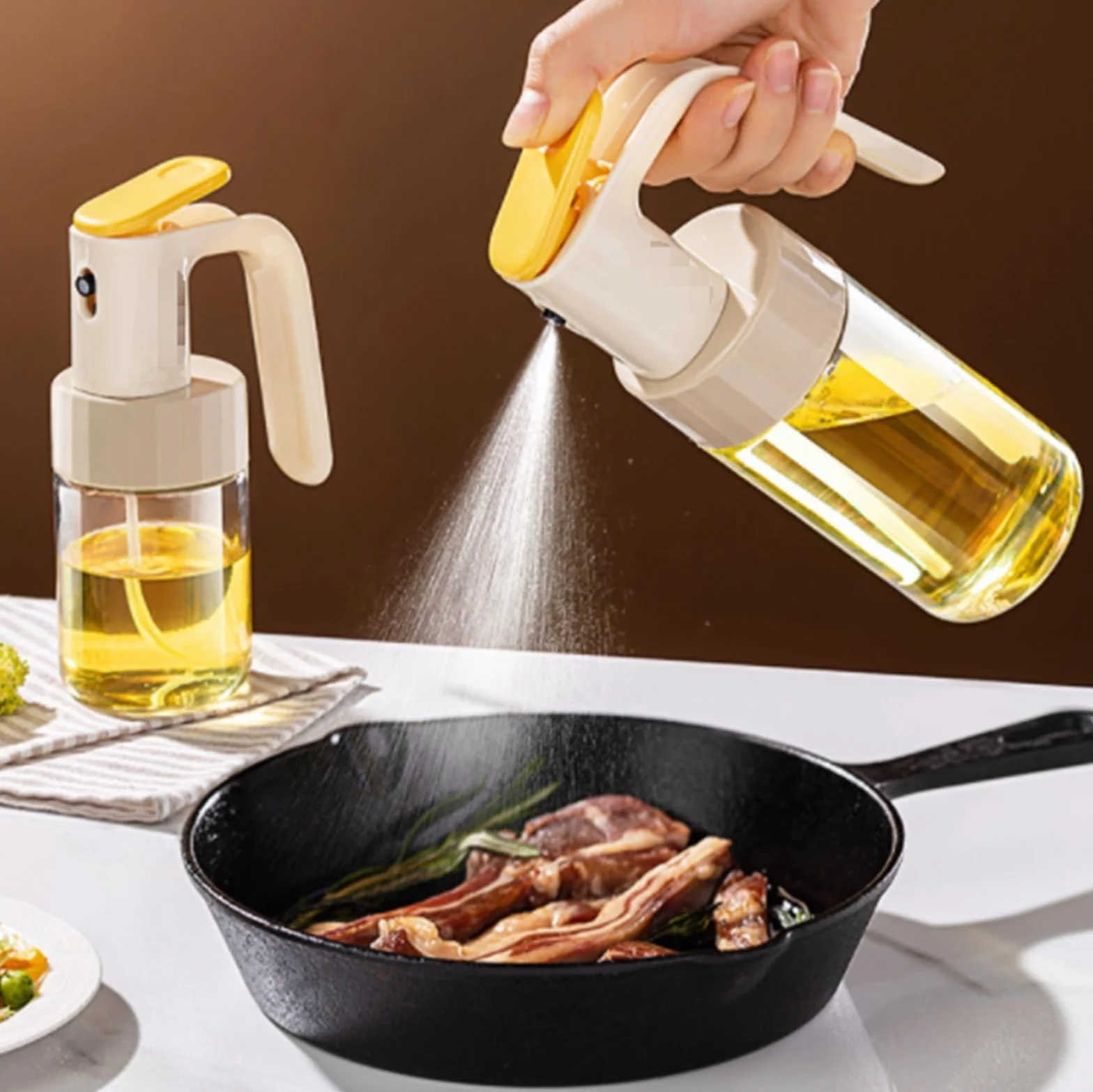 Butelka Z Dozownikiem Oliwy Szklana Butelka Dozownika Oliwy Z Oliwek, Rozpylacz Oleju, Odpowiedni Do Grillowania, Smażenia Sałatek Akcesoria Kuchenne(250ml)