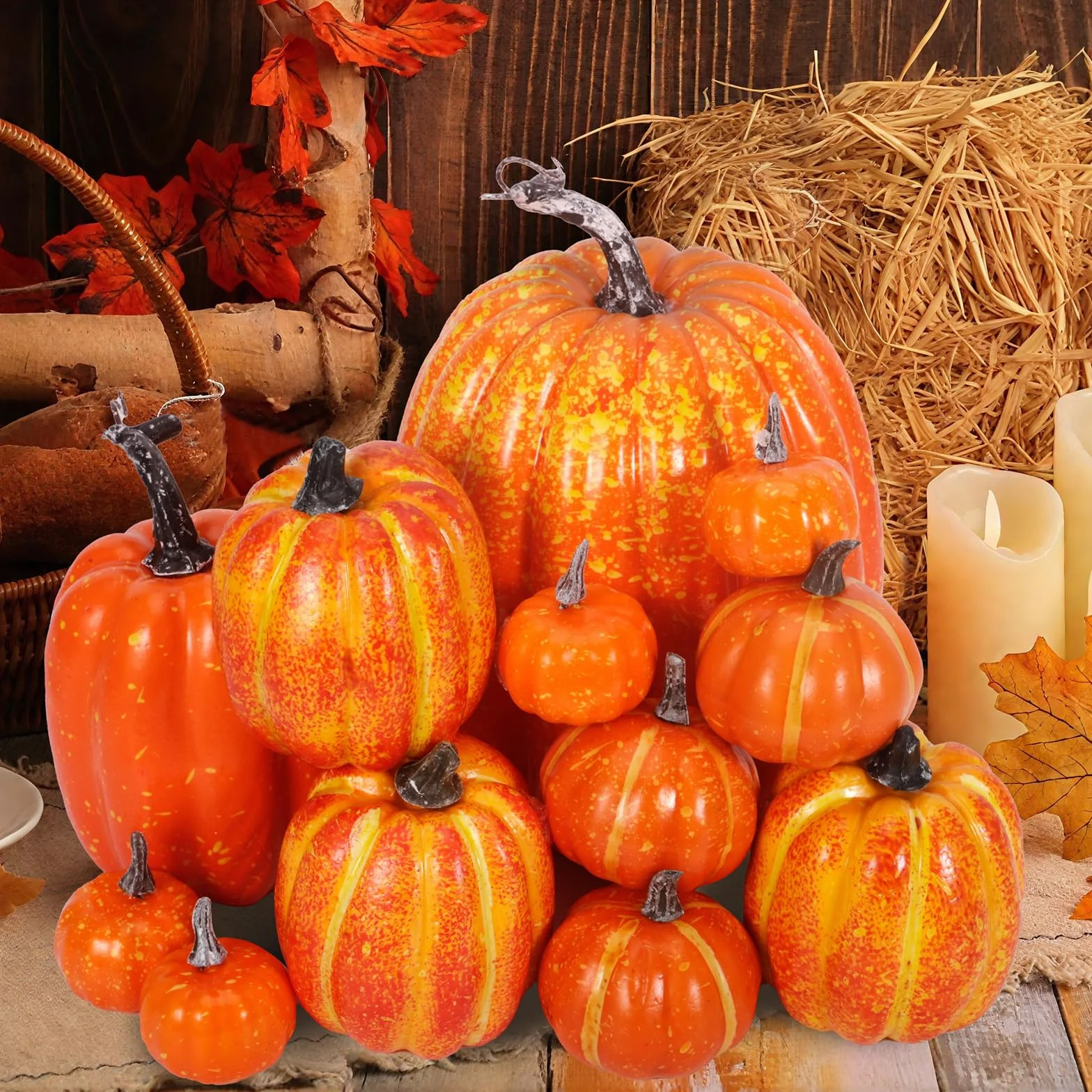 ZLPBAO 12 szt. sztucznych dyń, jesienne dynie na Święto Dziękczynienia, Halloween, Boże Narodzenie lub jesienną dekorację
