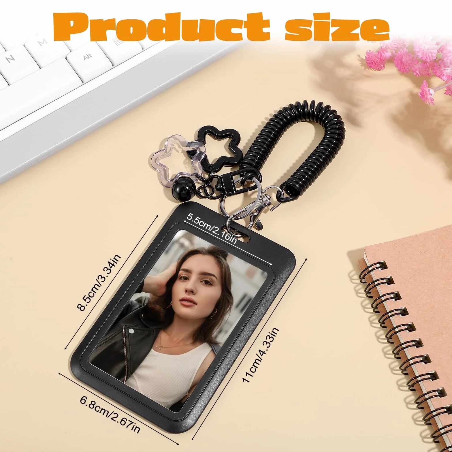 Star Bells uchwyt na fotokartkę brelok z wiosną różowy PCW uchwyt na kartę fotograficzną brelok idol wystawa zdjęcie organizer identyfikator odznaka