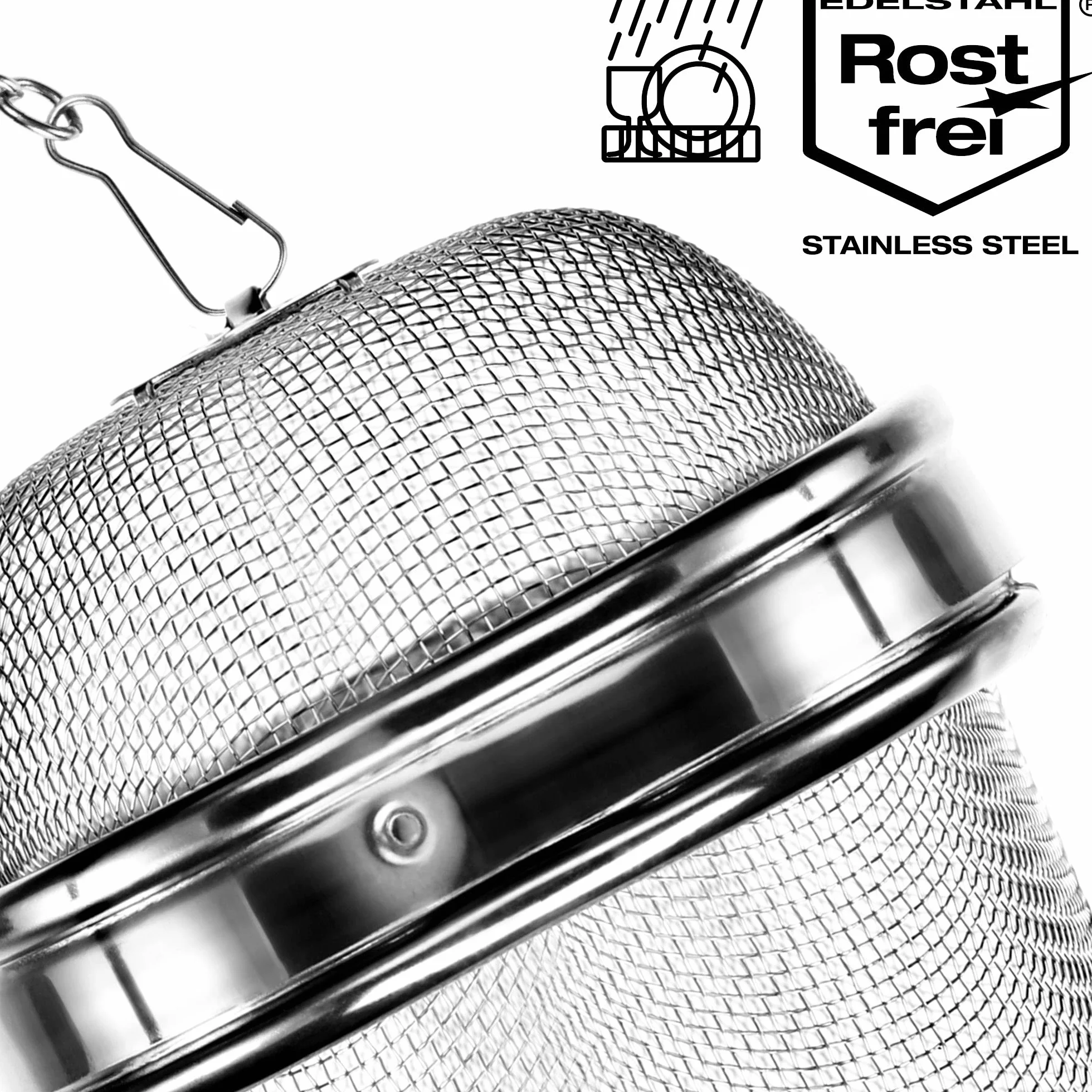 COM-FOUR® 2x sitko do herbaty wykonane ze stali nierdzewnej 304 - zaparzacz do herbaty Ø 6,5 cm do herbaty sypanej, przypraw i ziól - filtr do herbaty o drobnych oczkach z lancuszkiem