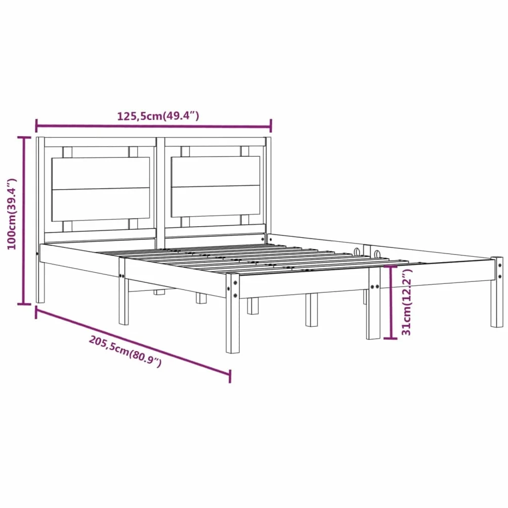 Lite sosnowe Klasyczna rustykalna listwy ze sklejki Brąz 120 x 200 cm | Rama łóżka lite drewno sosnowe 120x200 cm stelaż pod materac wezgłowie klasyczna sypialnia