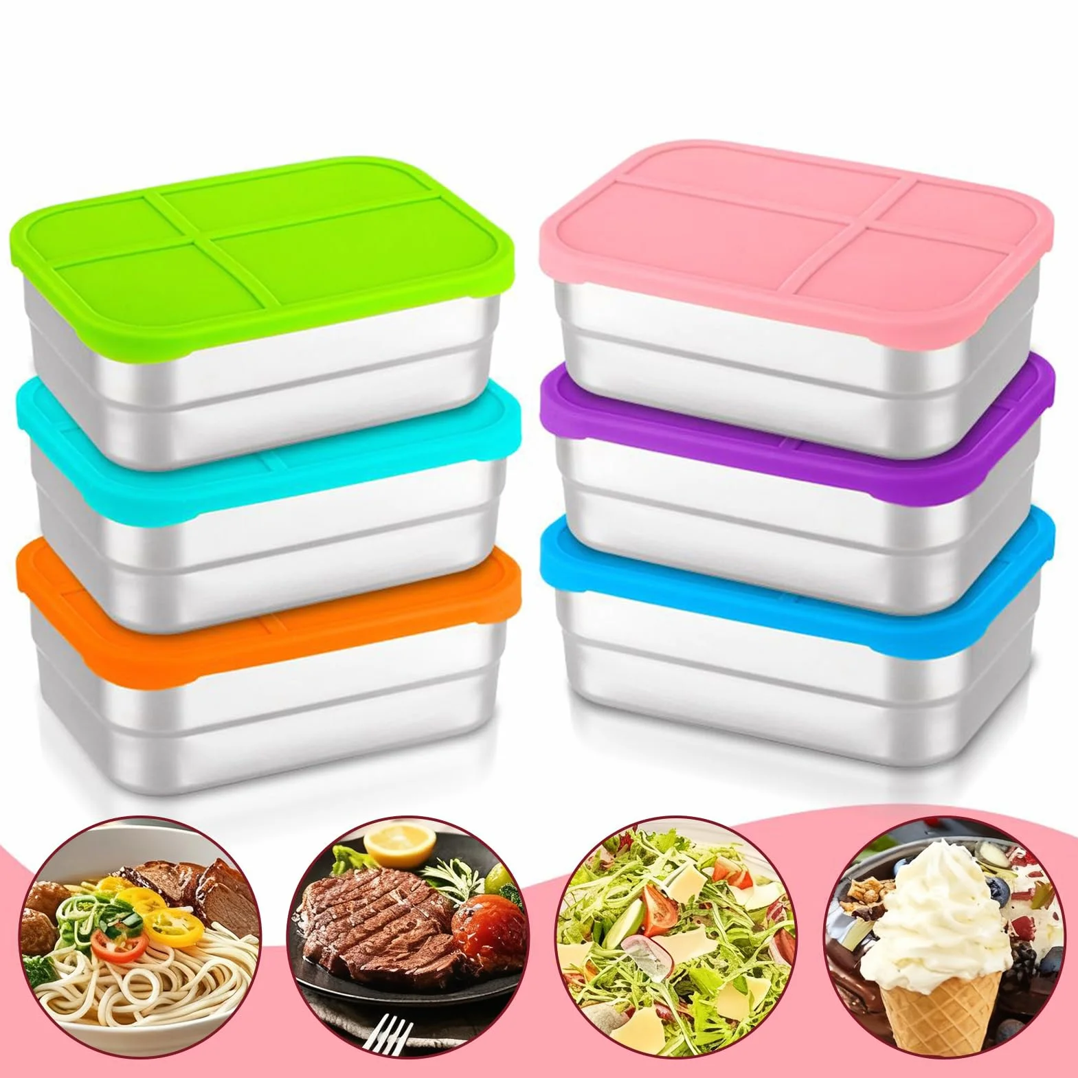 Pojemnik Na Lunch Ze Stali Nierdzewnej Przechowywanie Posiłków I Przekąsek | Sztaplowalne pudełko do przechowywania żywności Na podróże, pikniki, sport, kemping, wędrówki, do żłobka, biura